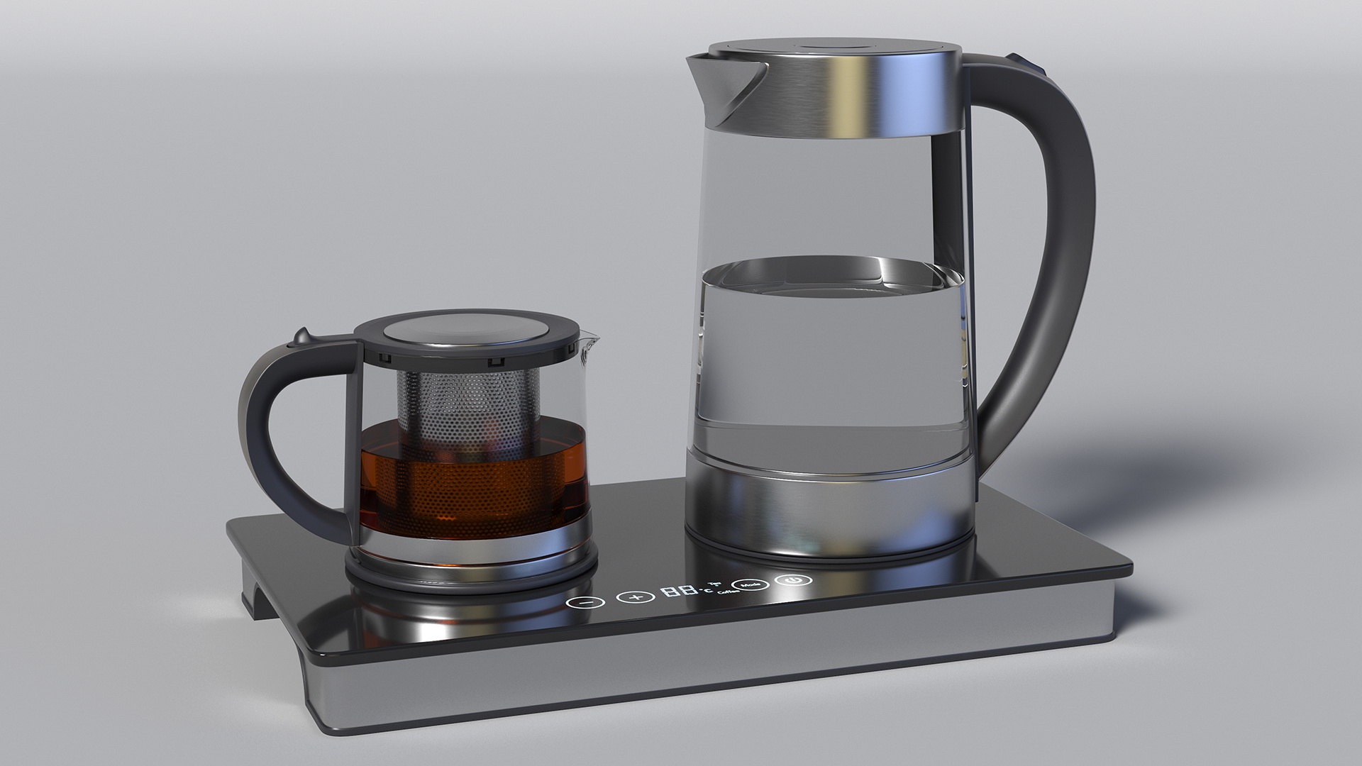 Electric Kettle with Teapot Black Color 3D model