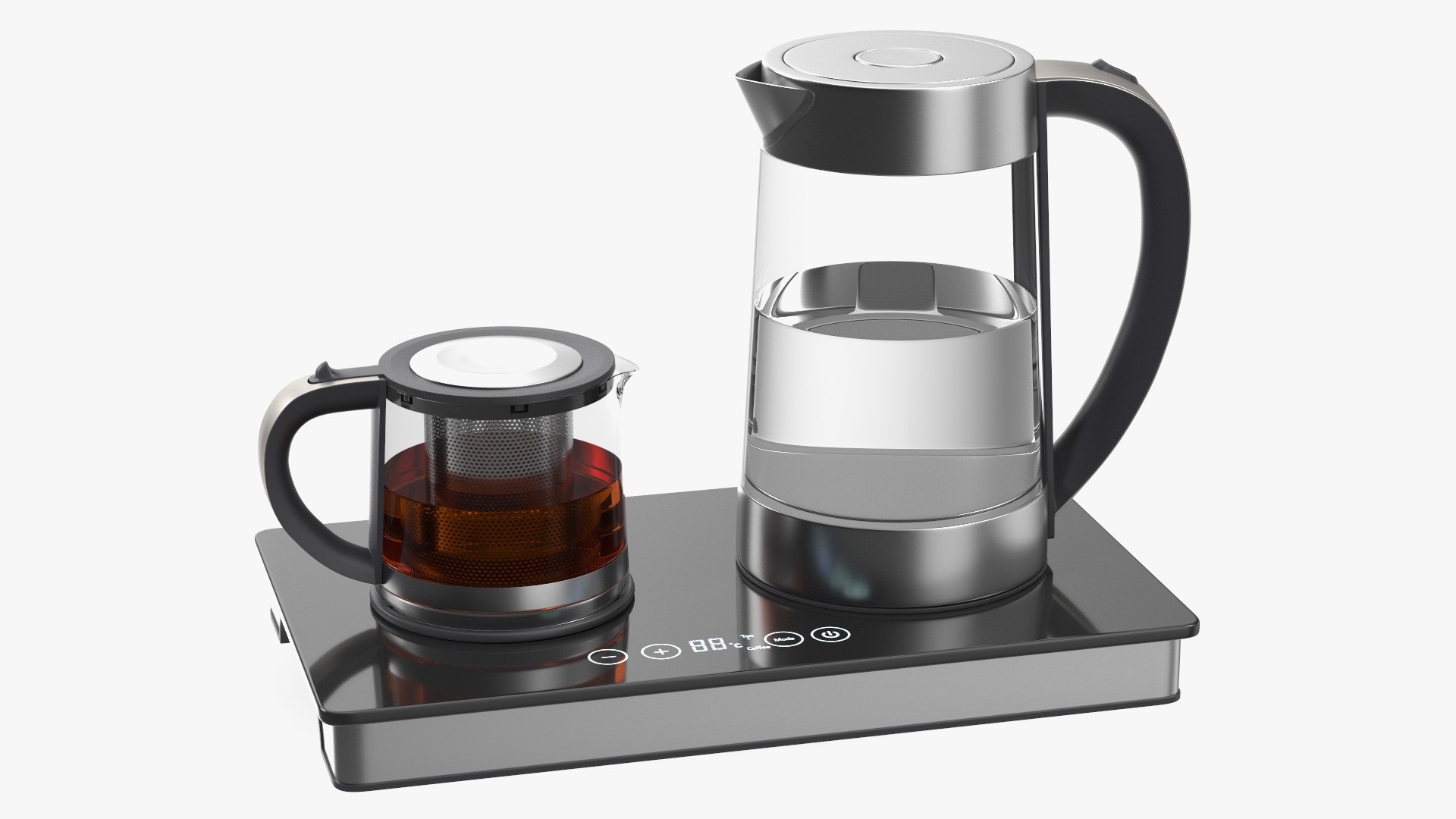 Electric Kettle with Teapot Black Color 3D model