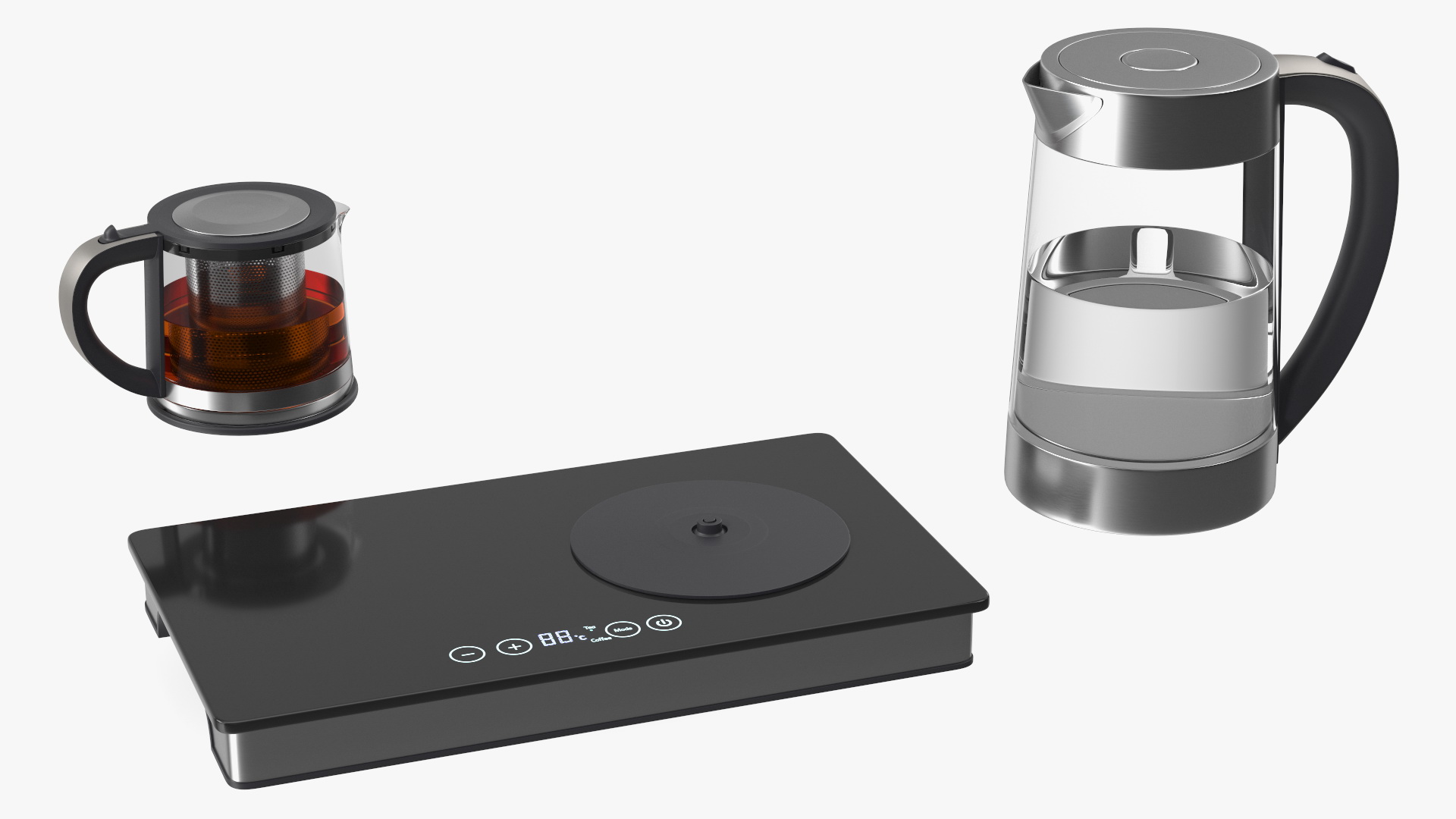 Electric Kettle with Teapot Black Color 3D model