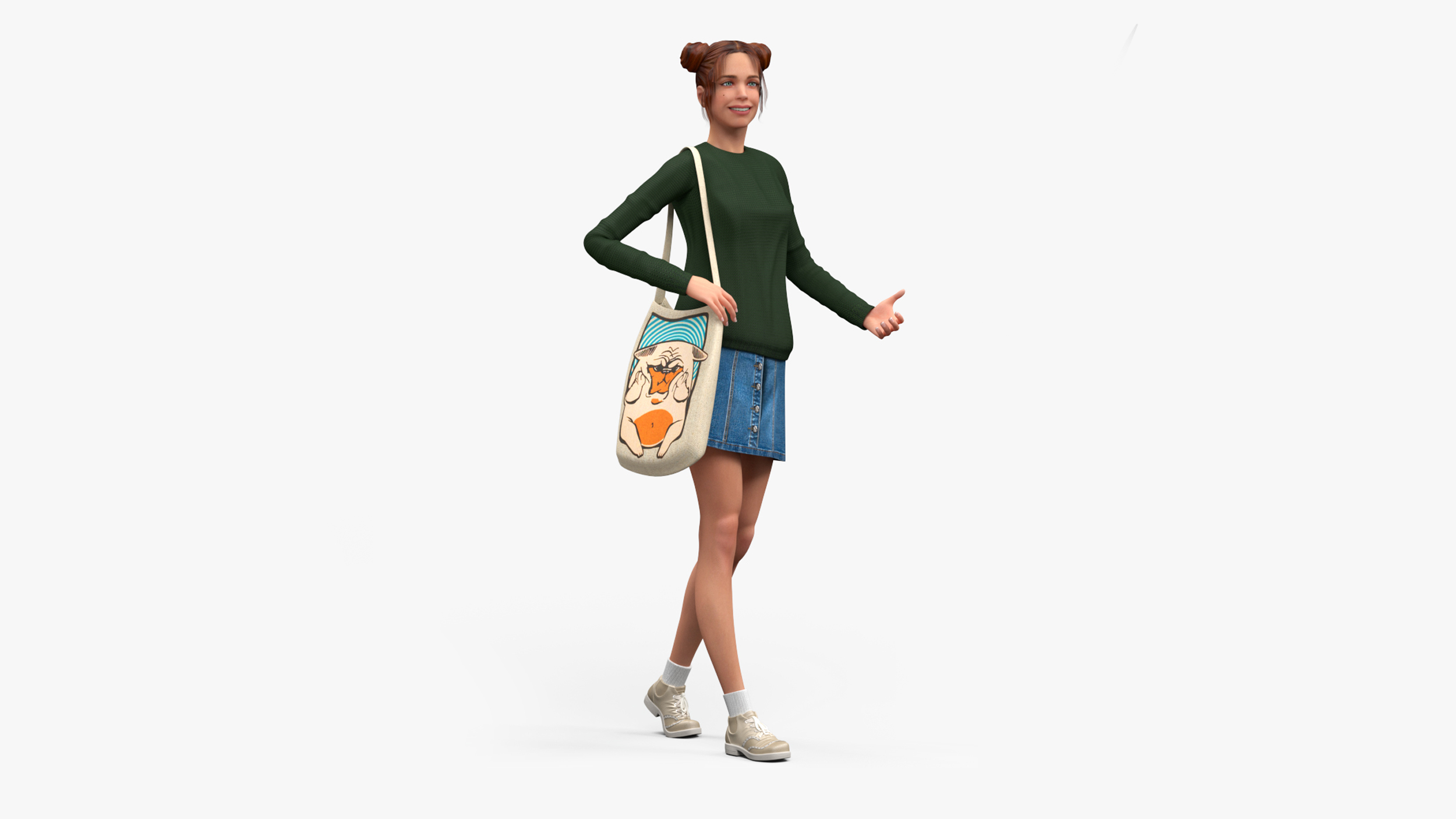 3D European Woman Street Style Rigged for Cinema 4D model
