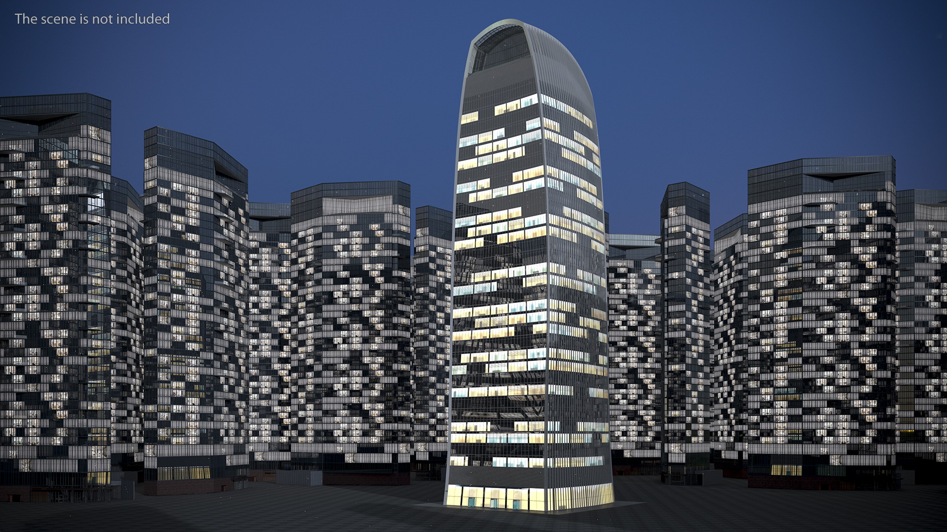 Commercial Skyscraper Night Glow 3D