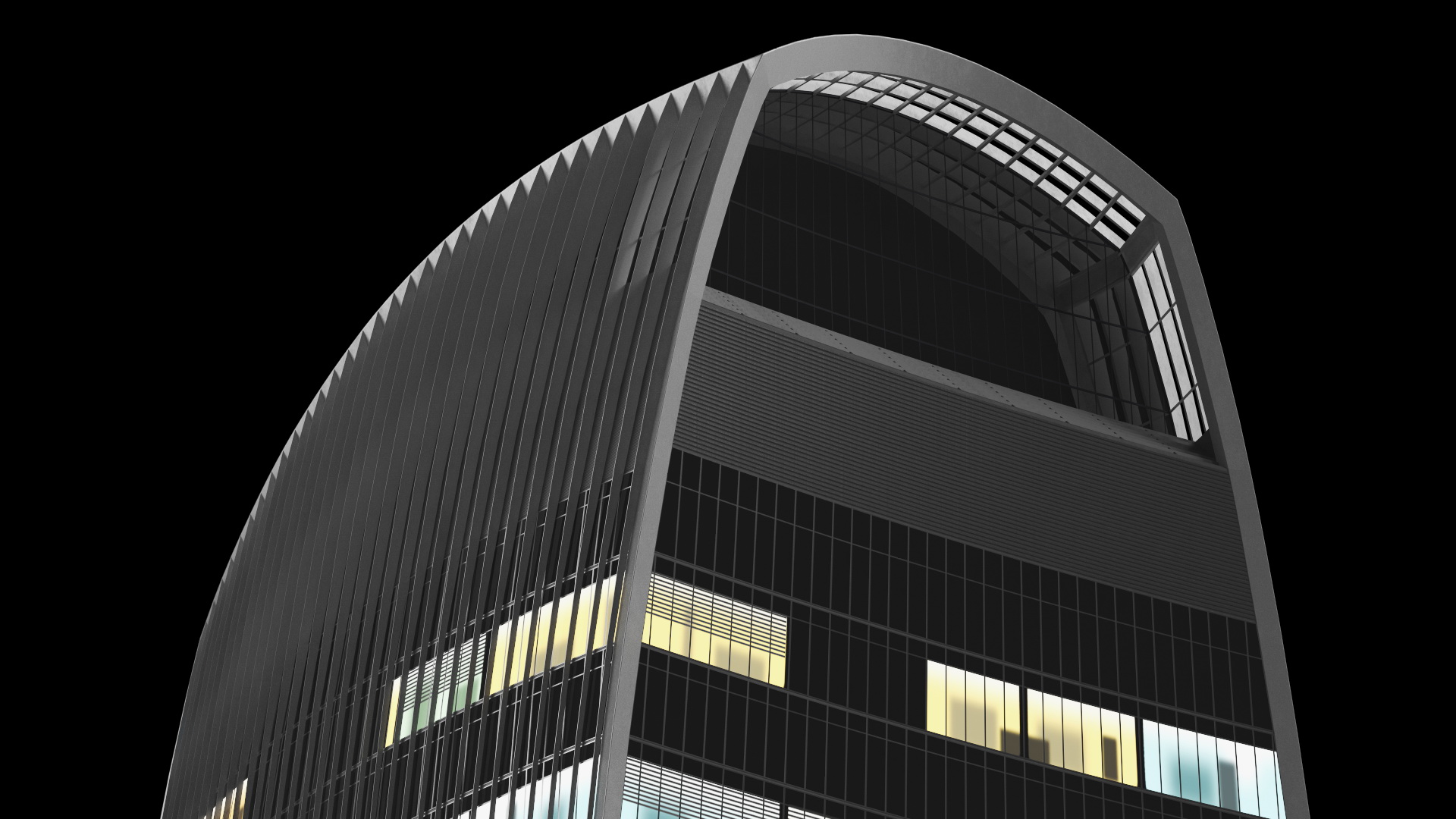 Commercial Skyscraper Night Glow 3D