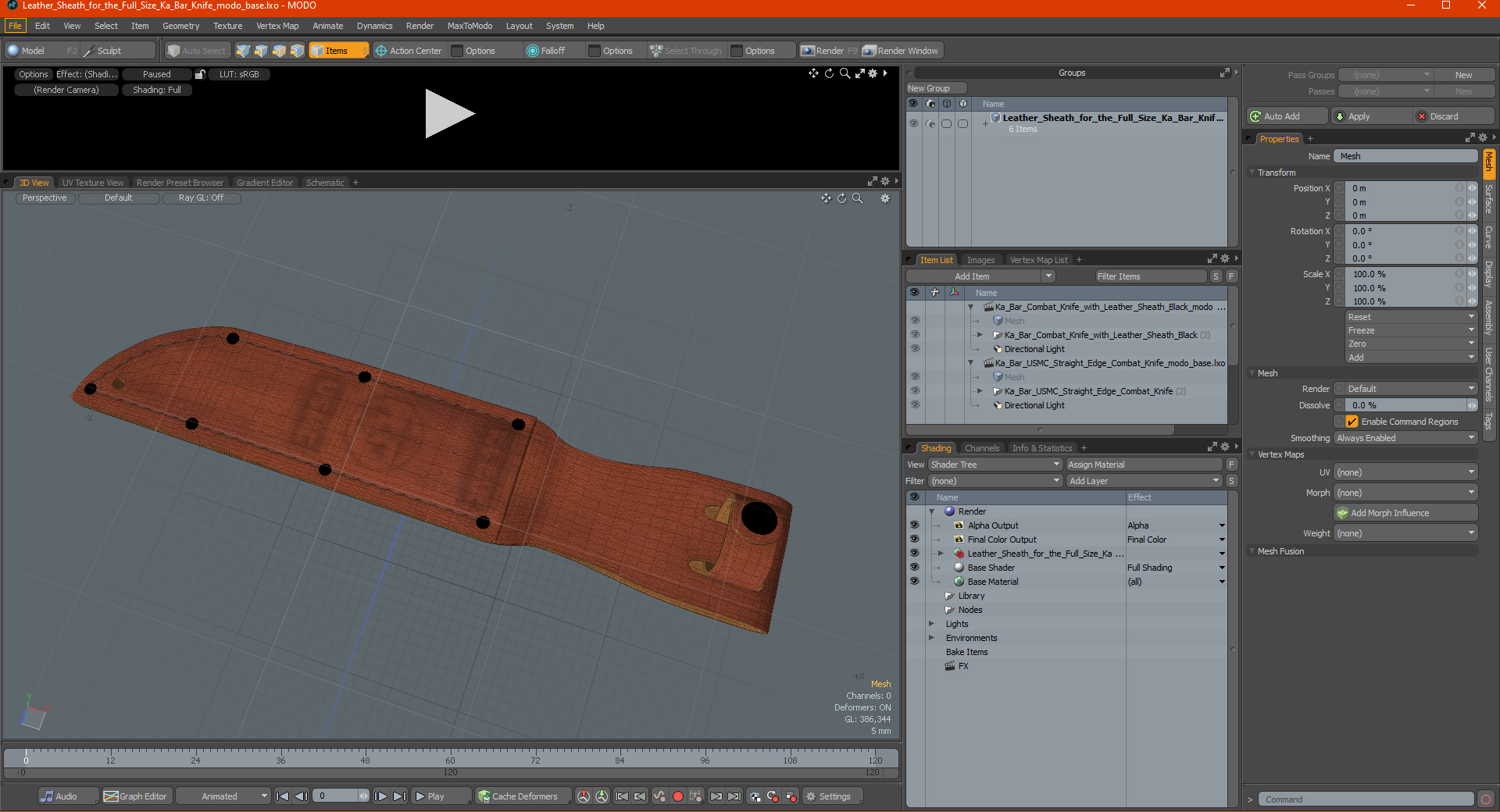 3D model Leather Sheath for the Full Size Ka Bar Knife
