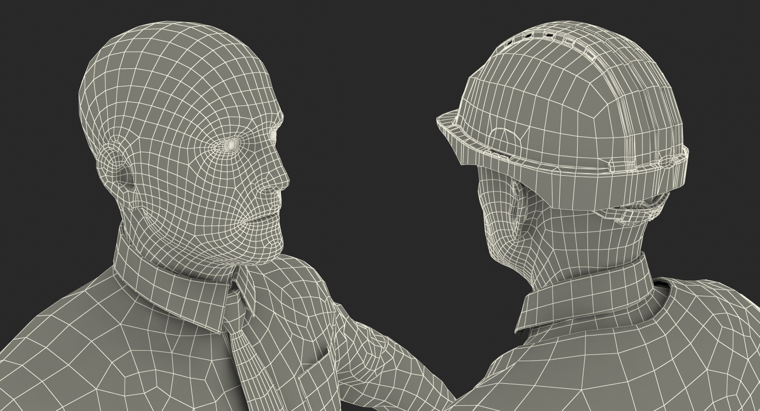 3D Construction Architect in Yellow Safety Jacket Rigged model