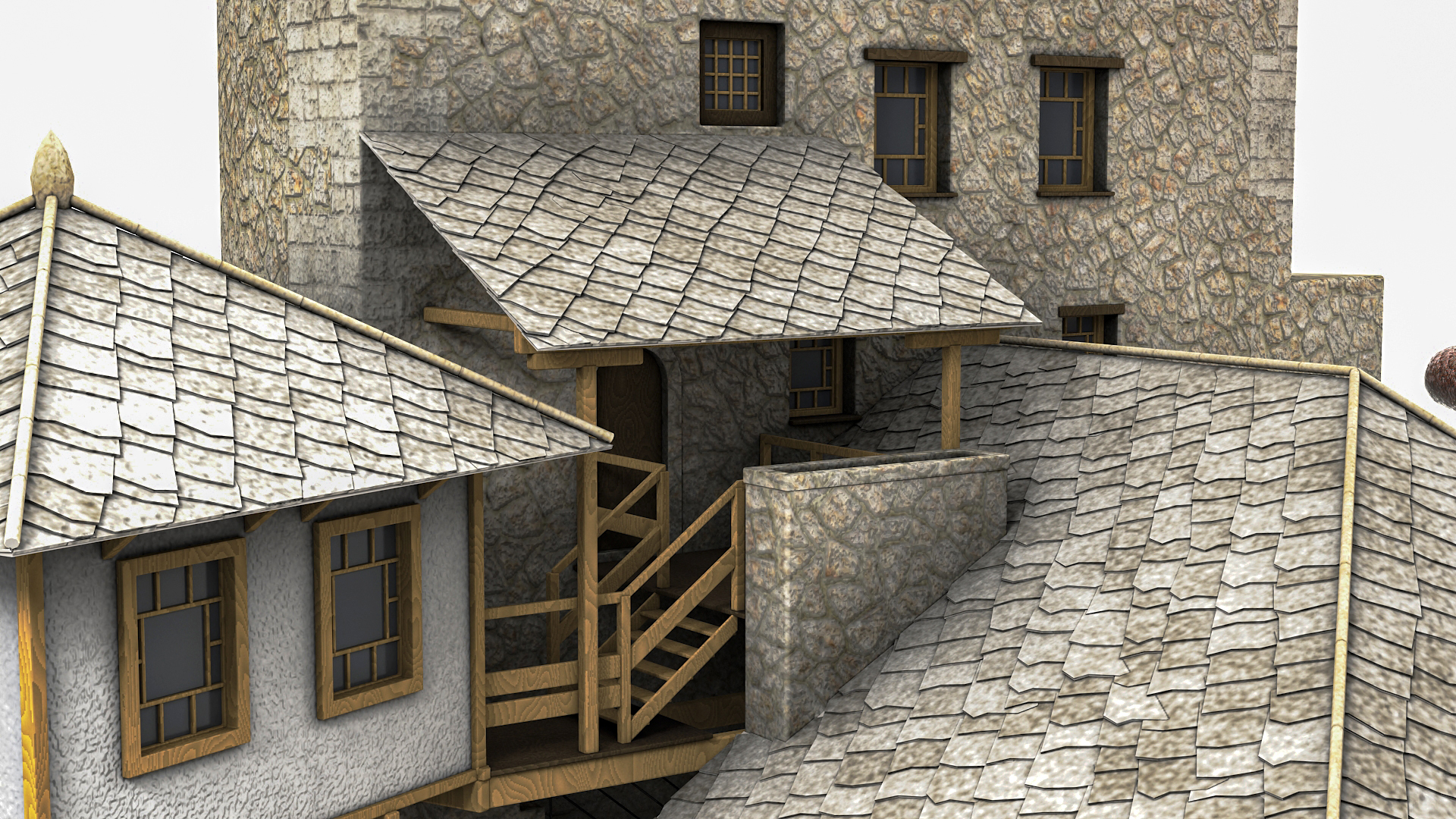 3D model Dragon Flying Over Castle