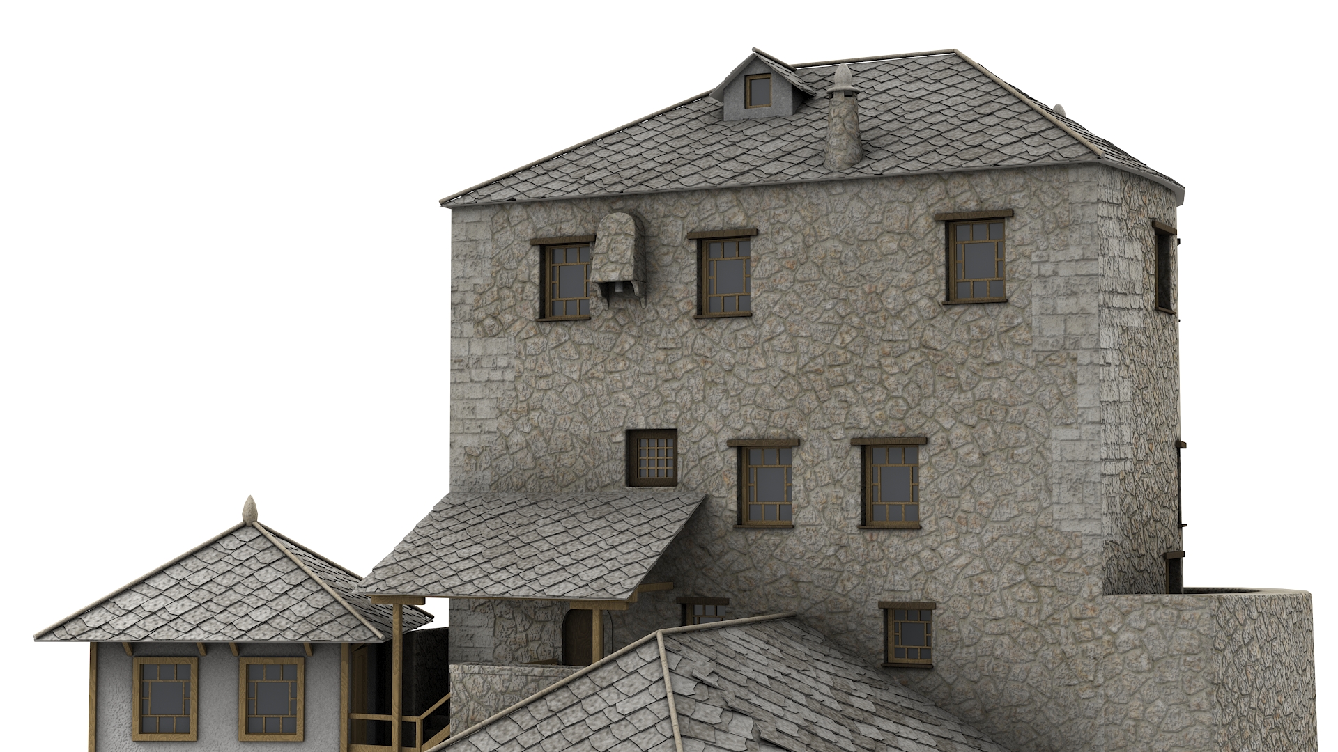 3D model Dragon Flying Over Castle