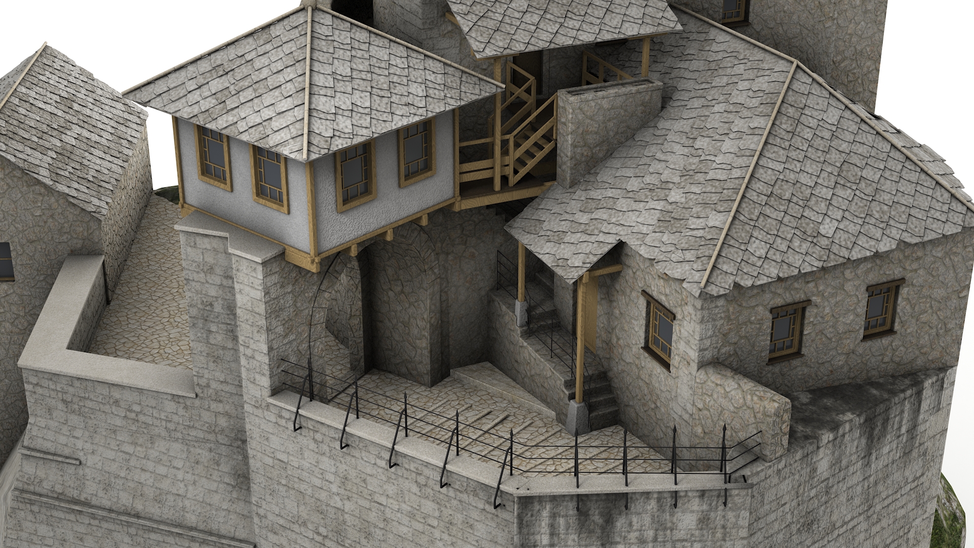 3D model Dragon Flying Over Castle
