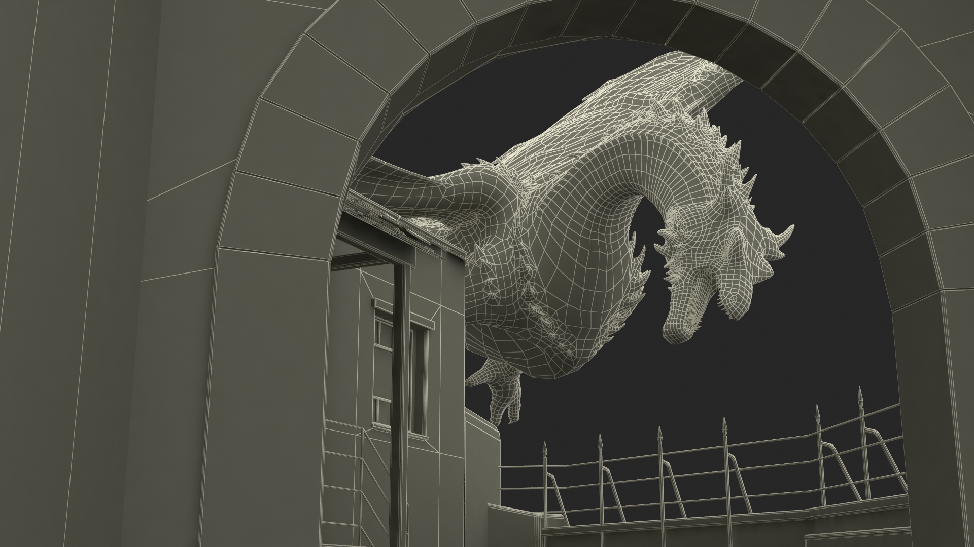 3D model Dragon Flying Over Castle