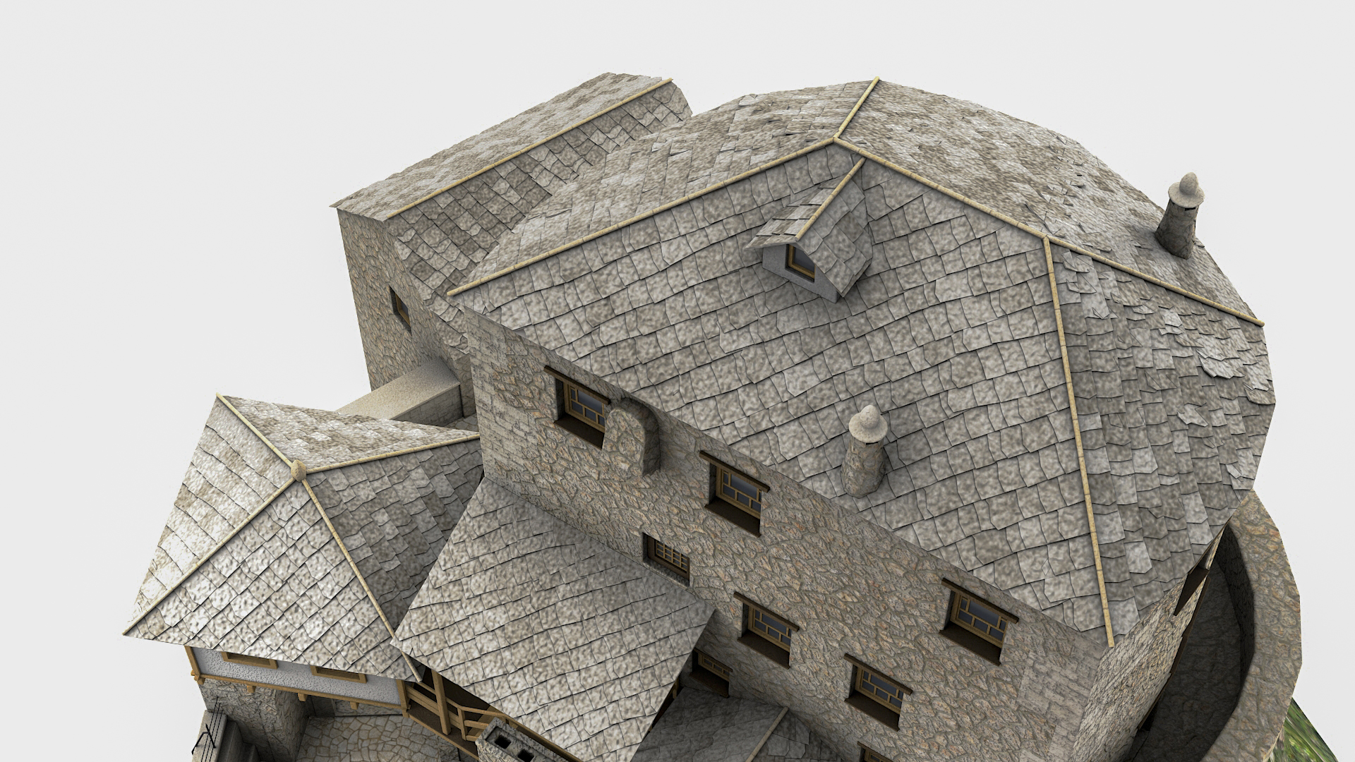 3D model Dragon Flying Over Castle