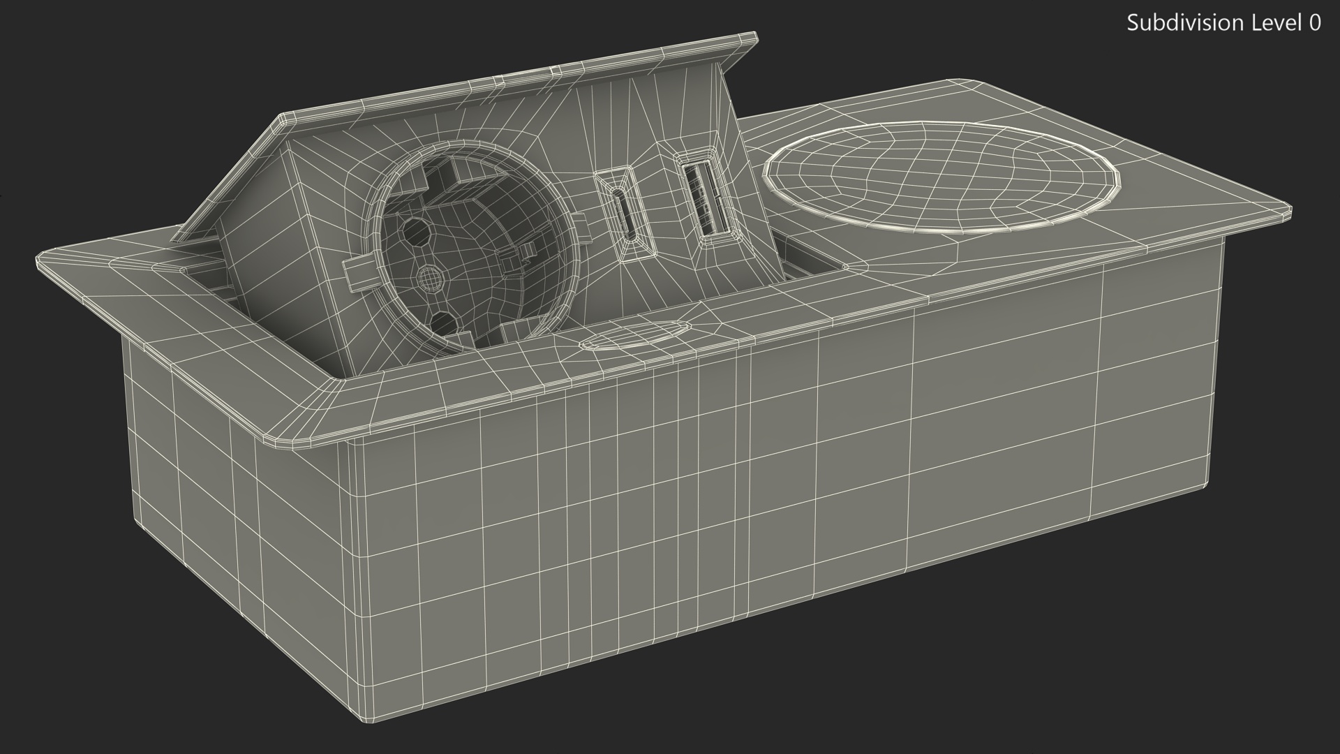 3D White Single Hidden Socket