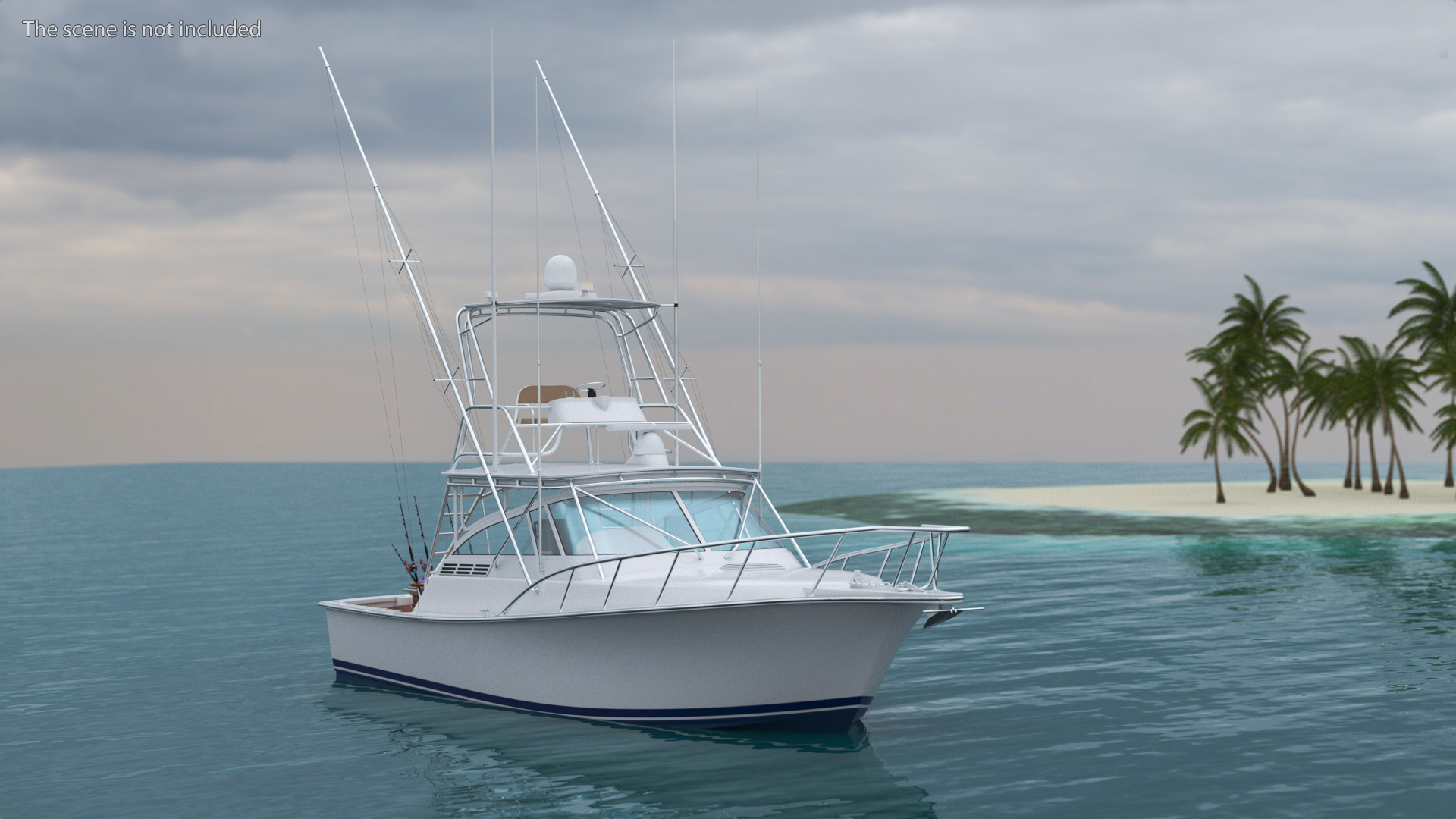 Fishing Boat with Fishing Fighting Chair and Rods 3D model