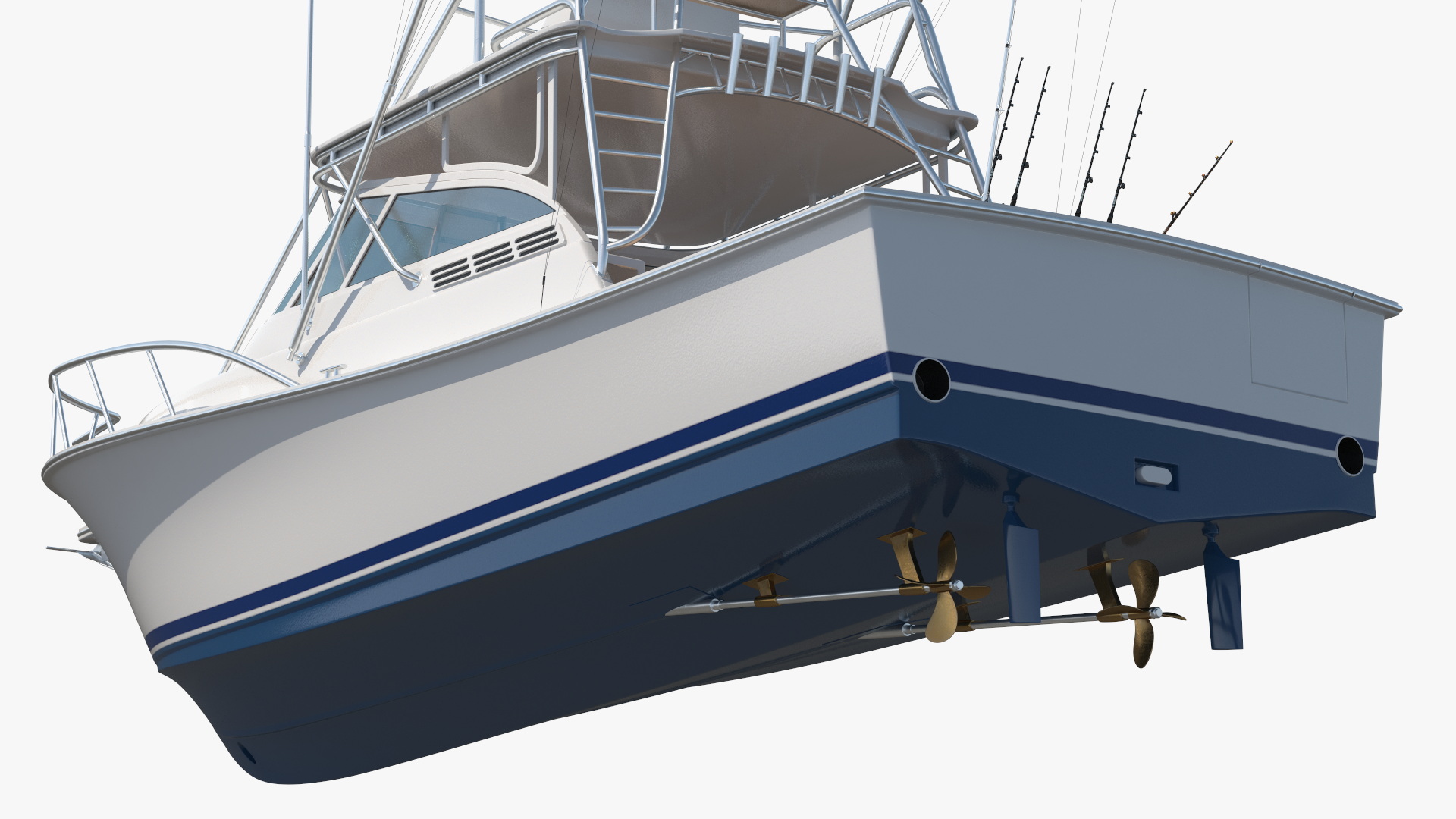 Fishing Boat with Fishing Fighting Chair and Rods 3D model