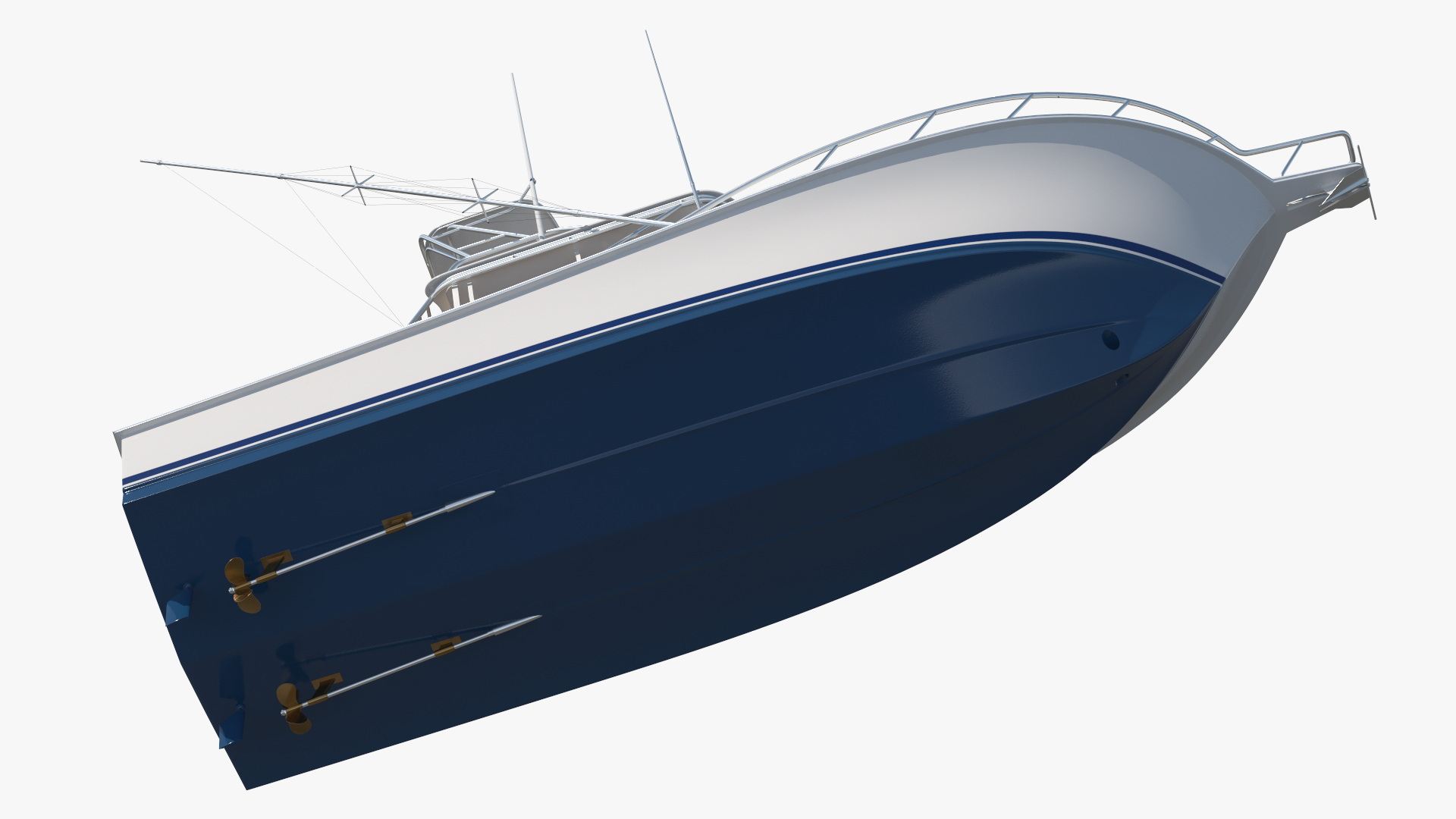 Fishing Boat with Fishing Fighting Chair and Rods 3D model