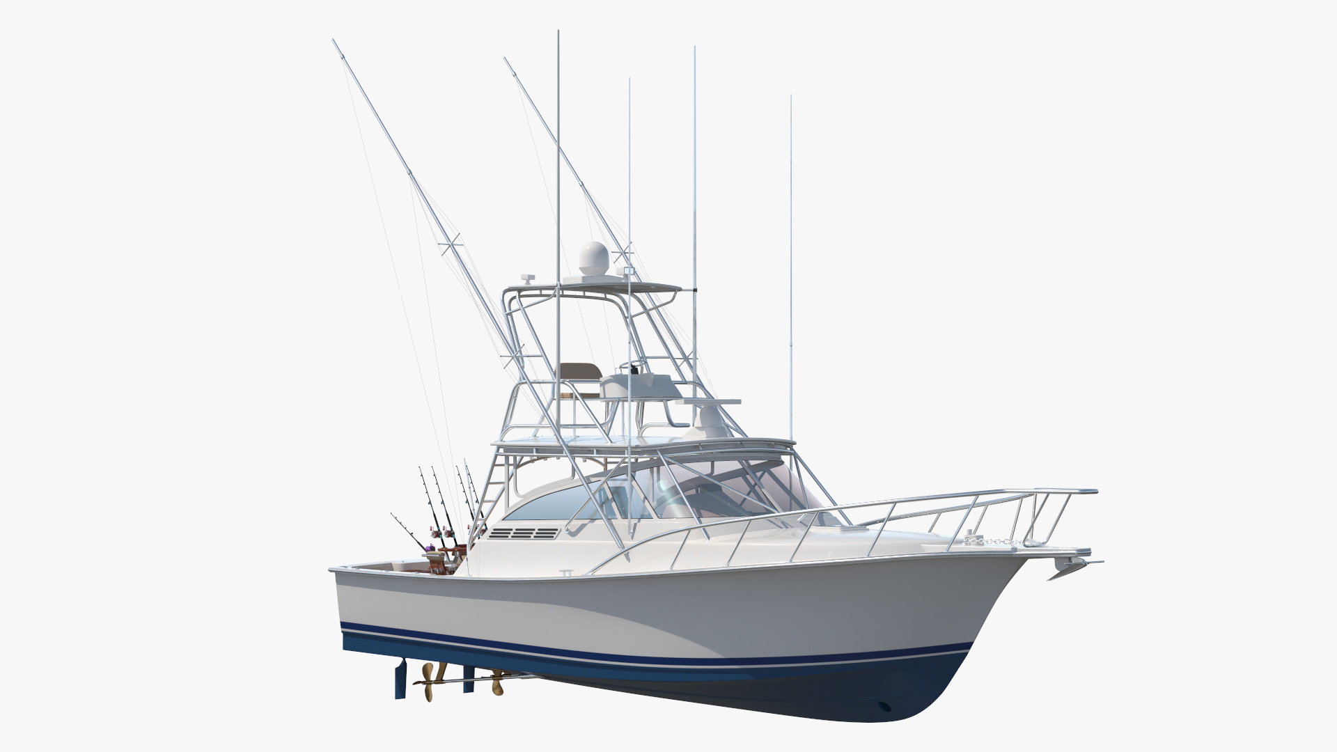Fishing Boat with Fishing Fighting Chair and Rods 3D model