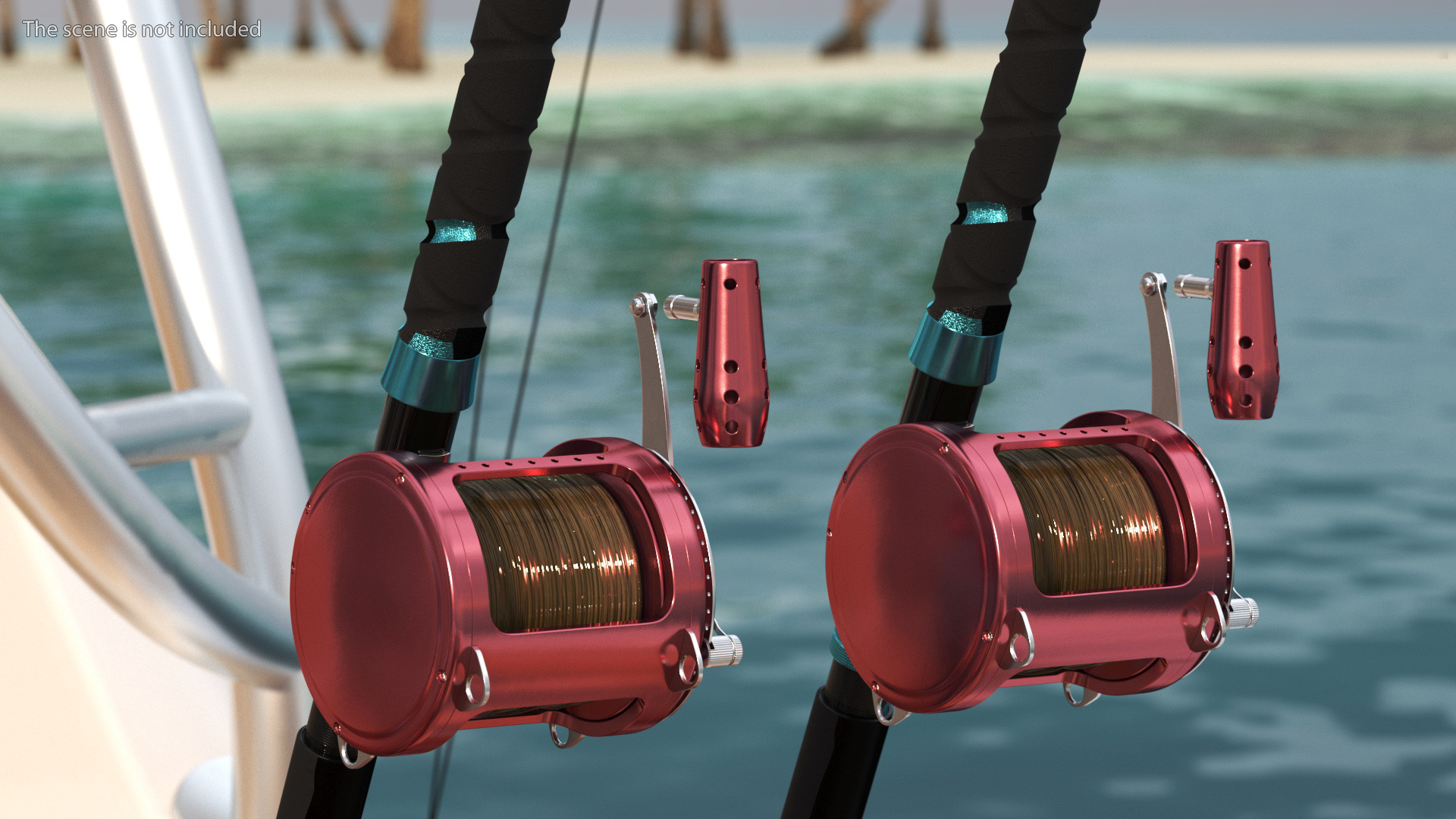 Fishing Boat with Fishing Fighting Chair and Rods 3D model