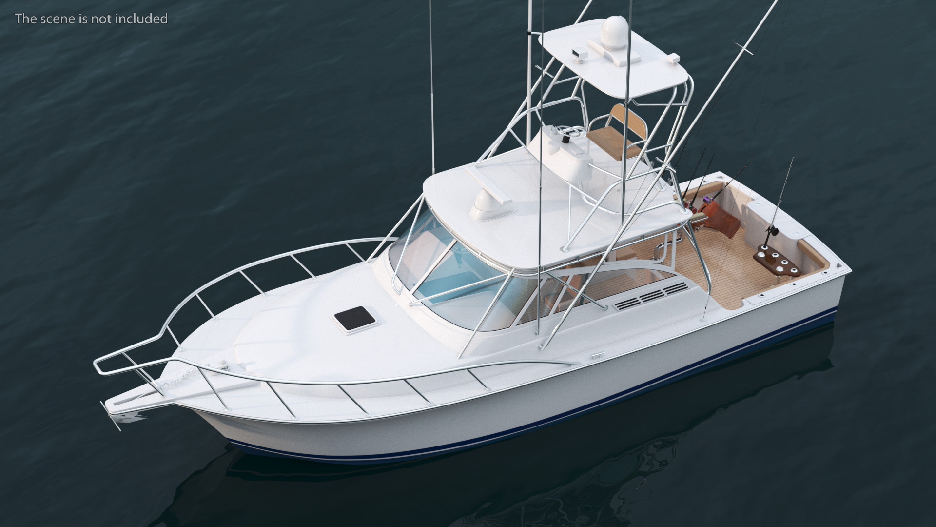 Fishing Boat with Fishing Fighting Chair and Rods 3D model