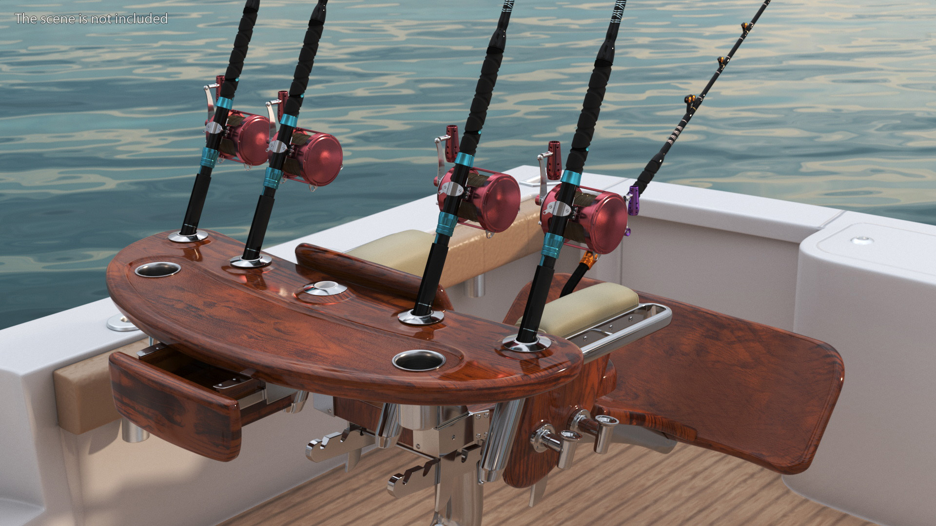 Fishing Boat with Fishing Fighting Chair and Rods 3D model