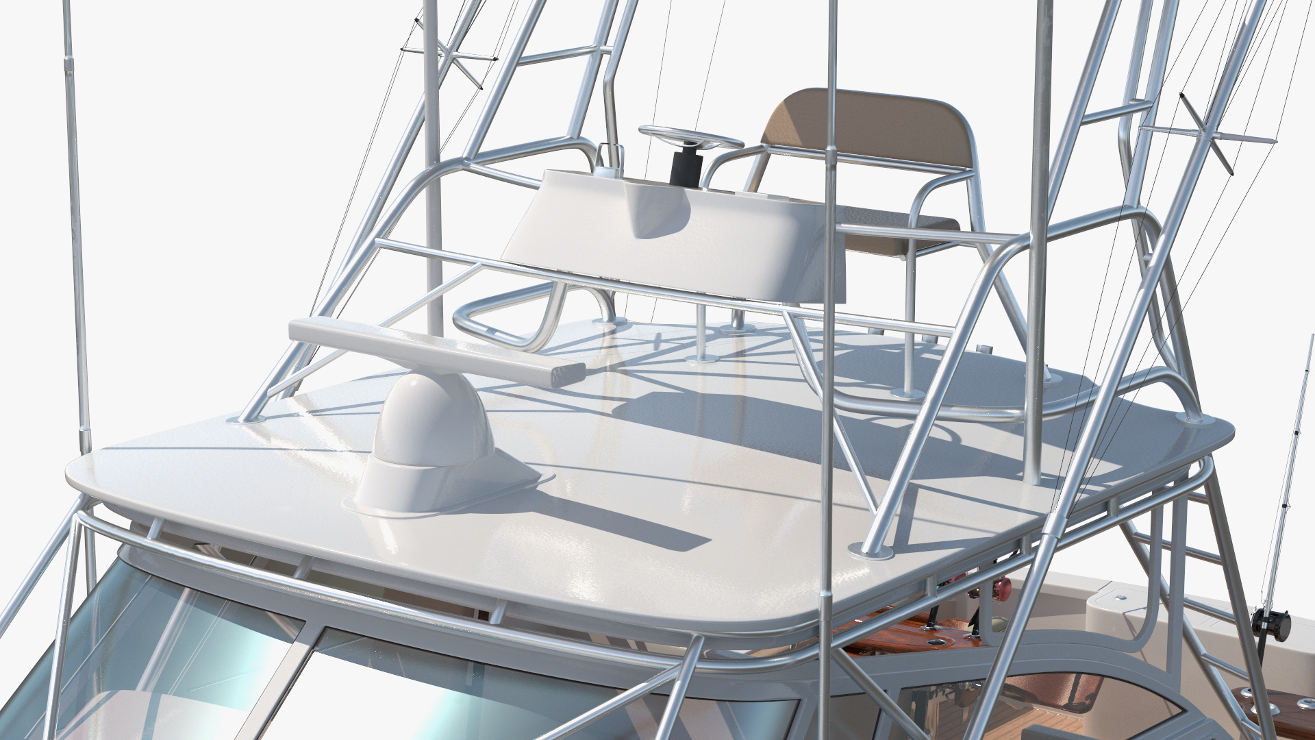Fishing Boat with Fishing Fighting Chair and Rods 3D model