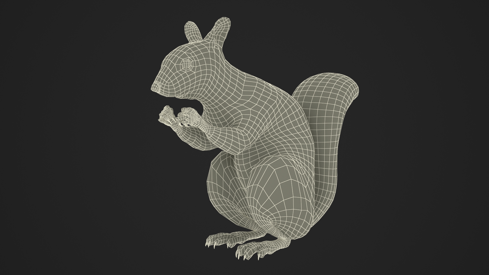 3D Gray Squirrel in a Sitting Pose