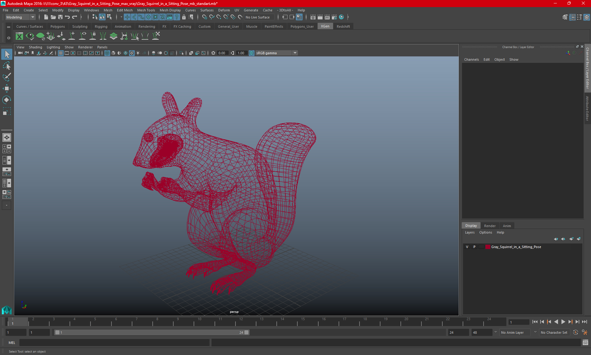 3D Gray Squirrel in a Sitting Pose