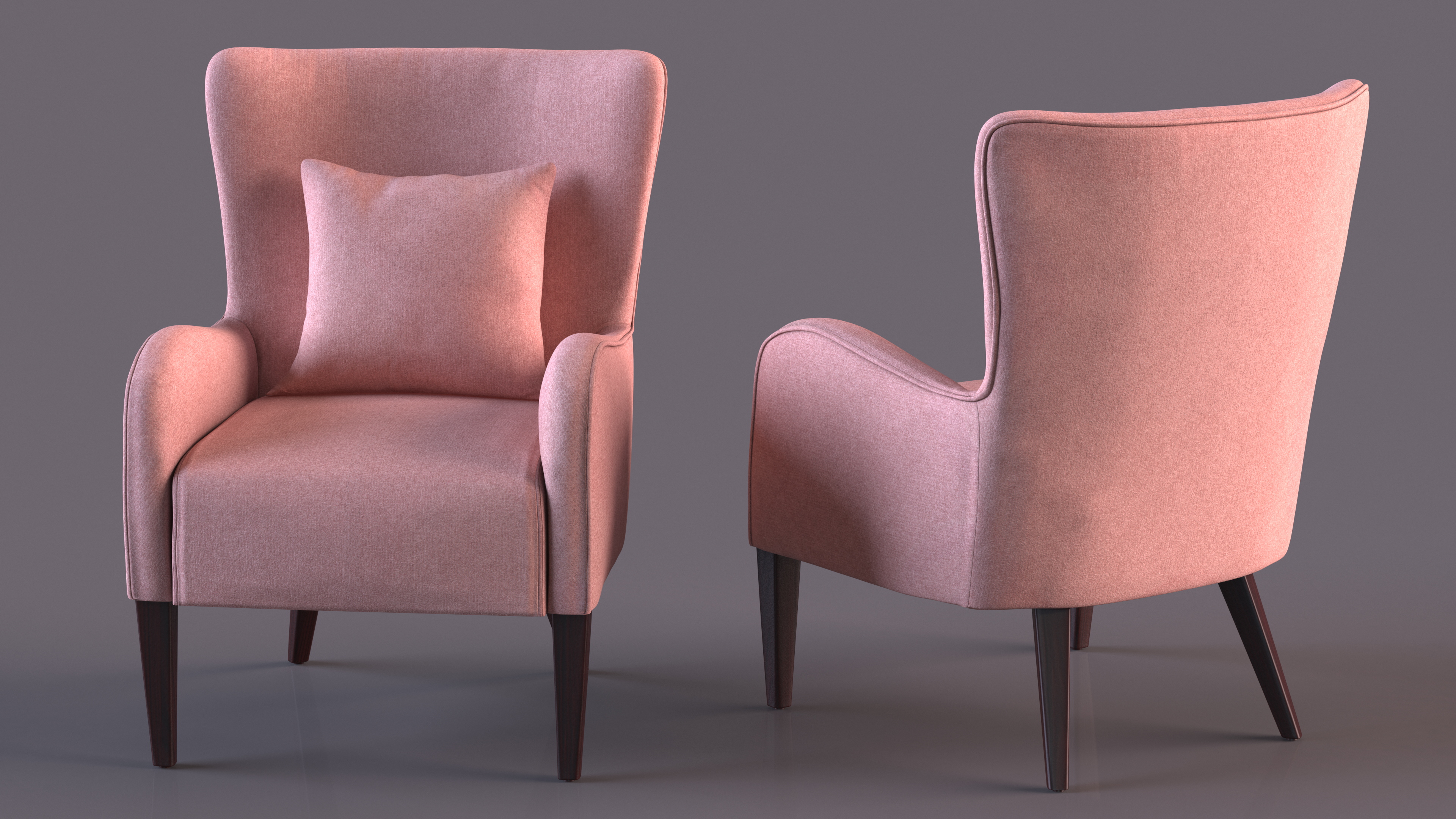 Coaster Accent Chair with Curved Arms Pink 3D
