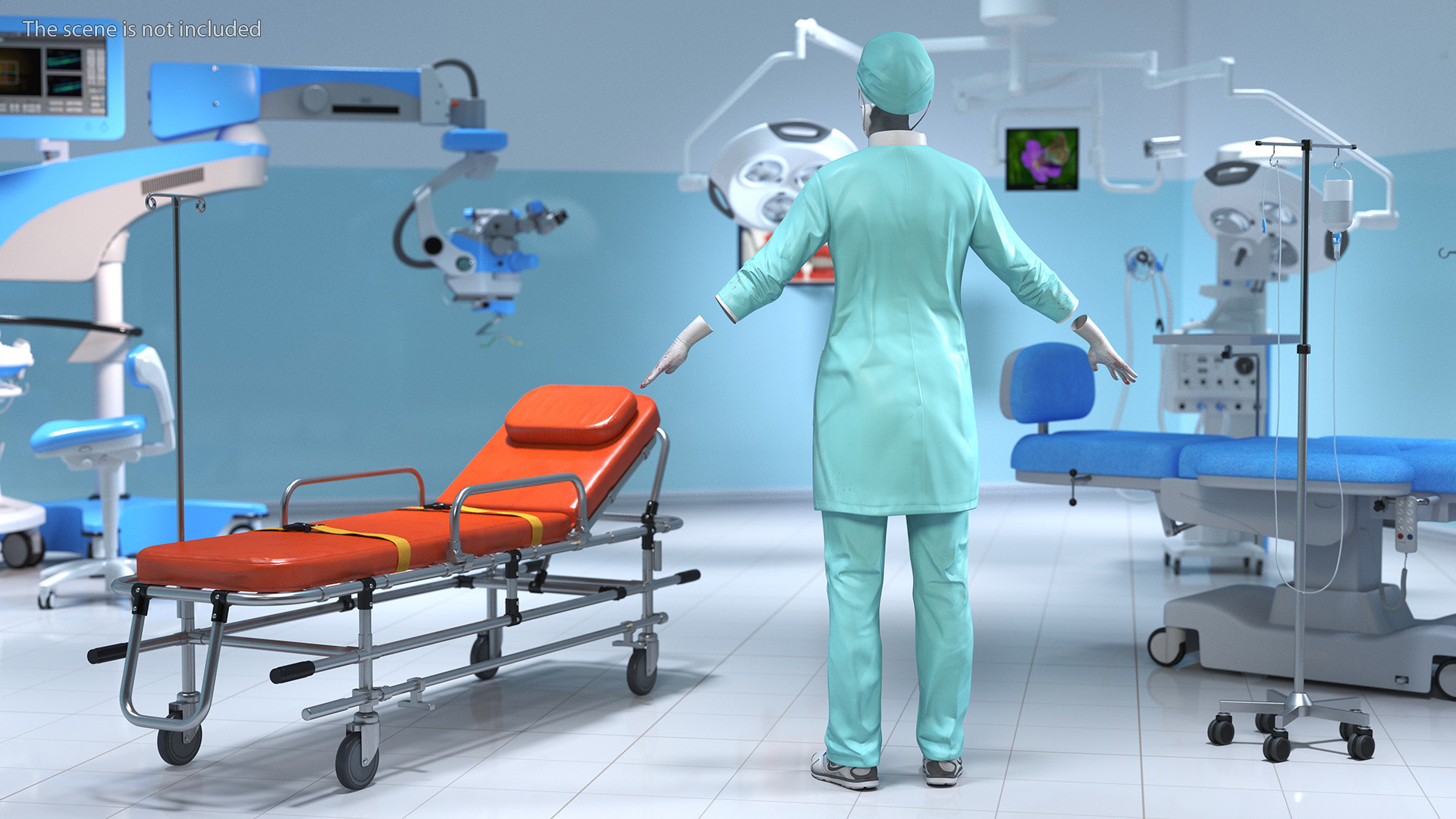3D Female Medical Uniform Blood Stained