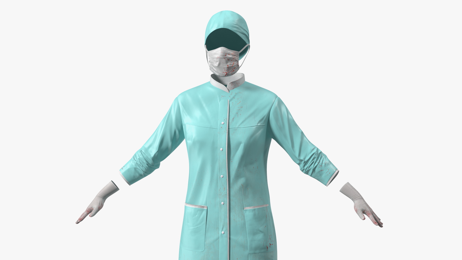 3D Female Medical Uniform Blood Stained