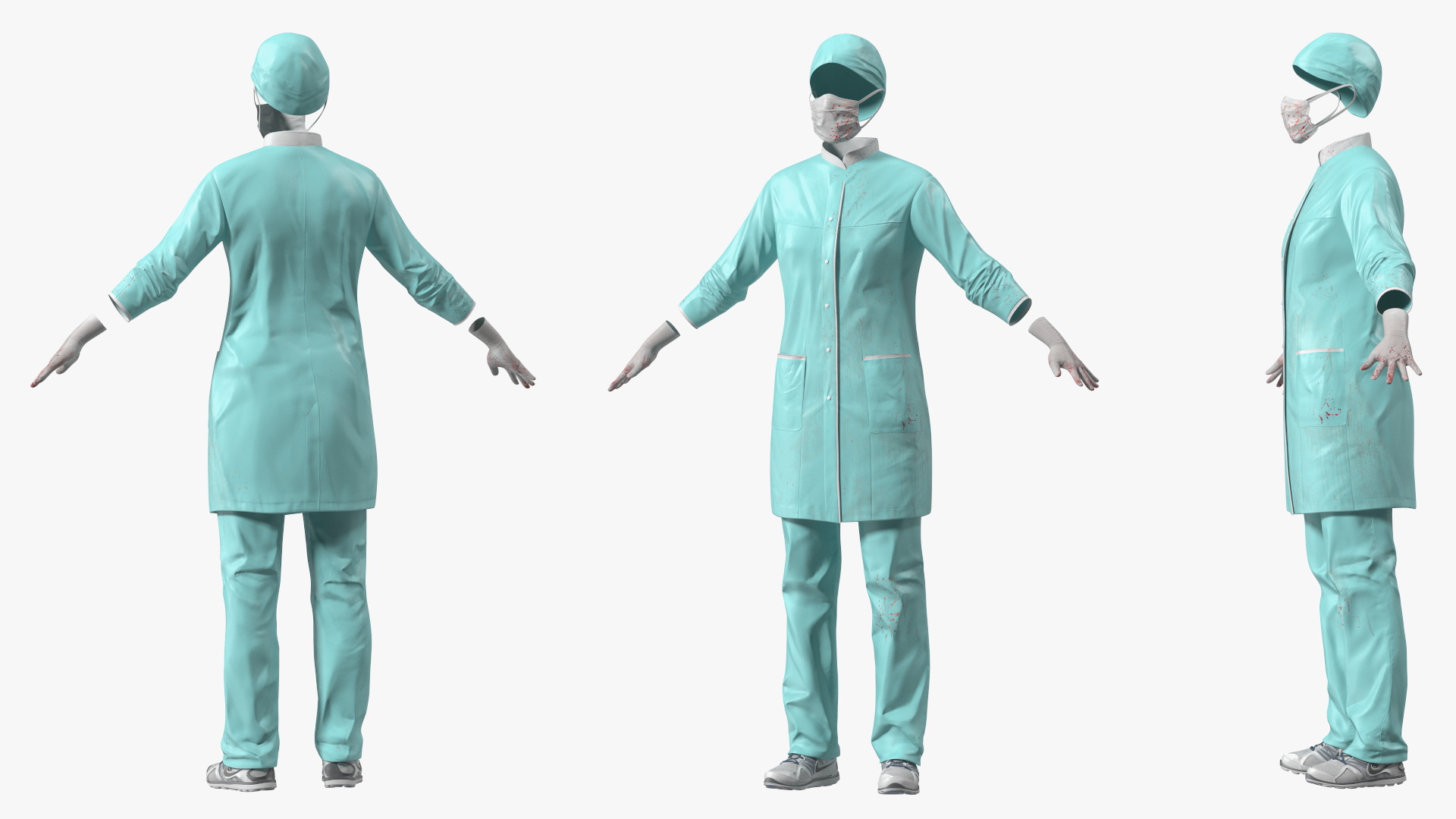 3D Female Medical Uniform Blood Stained