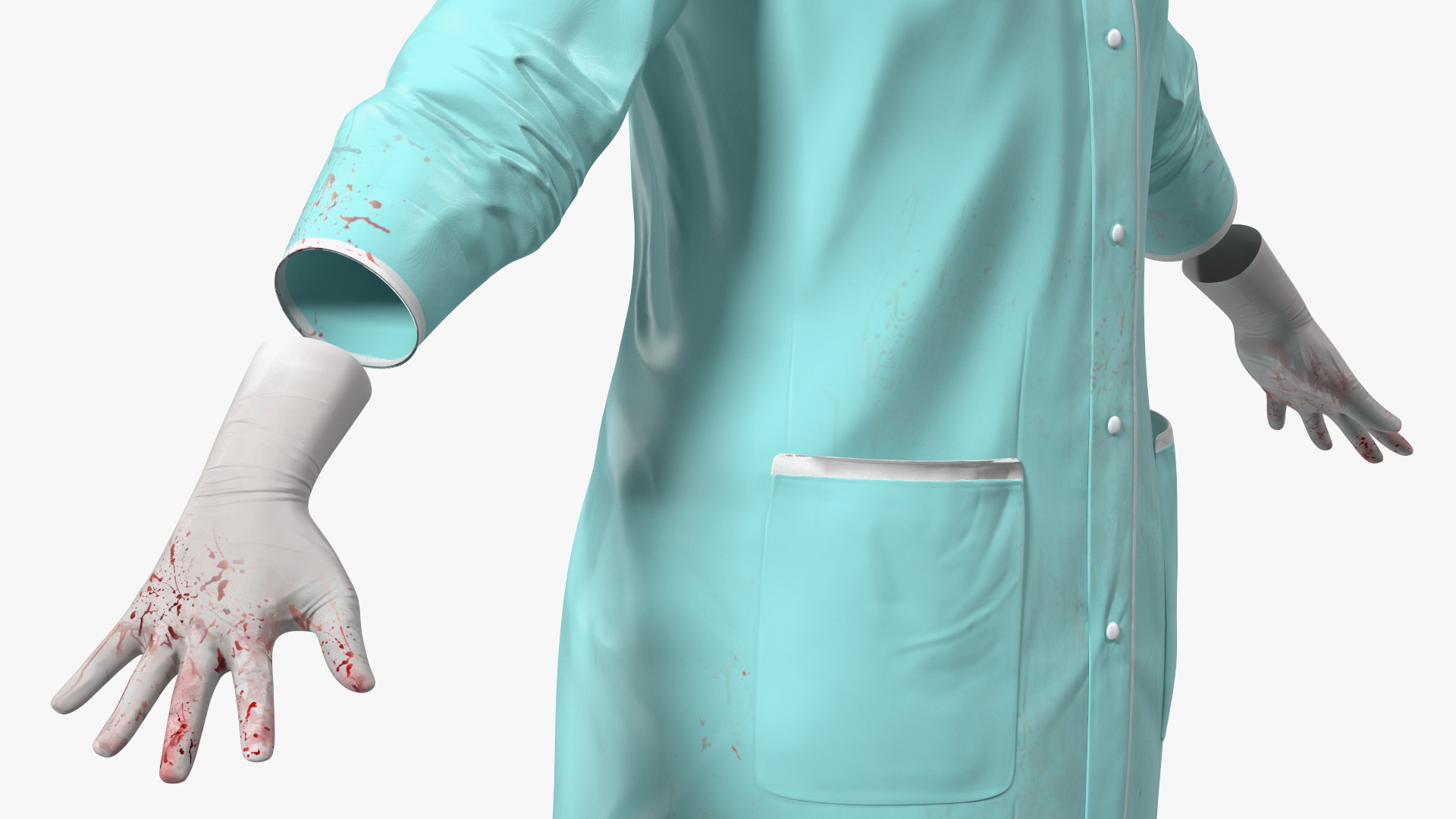 3D Female Medical Uniform Blood Stained