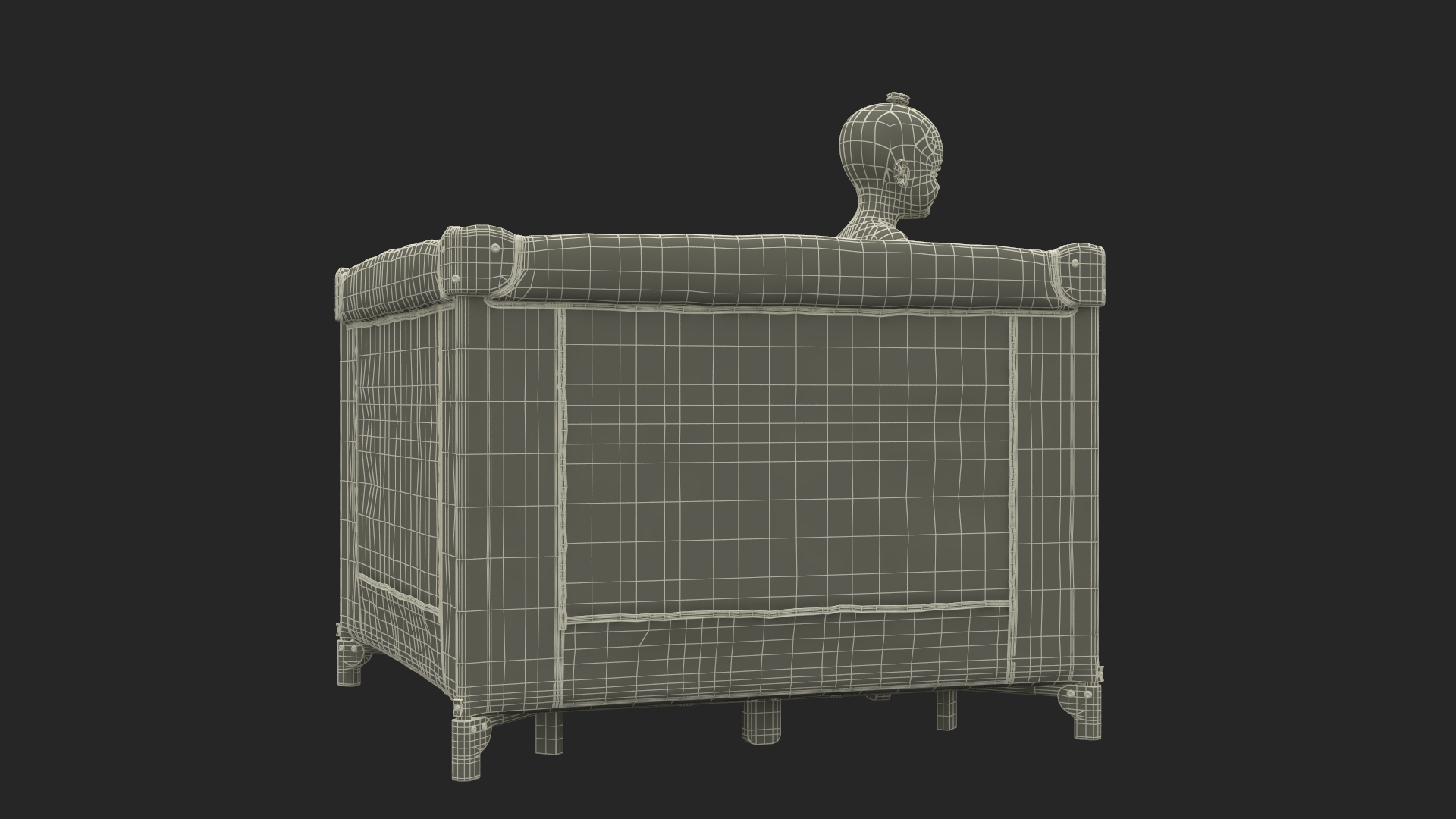 Baby Girl in Textile Playpen Fur Rigged 3D model