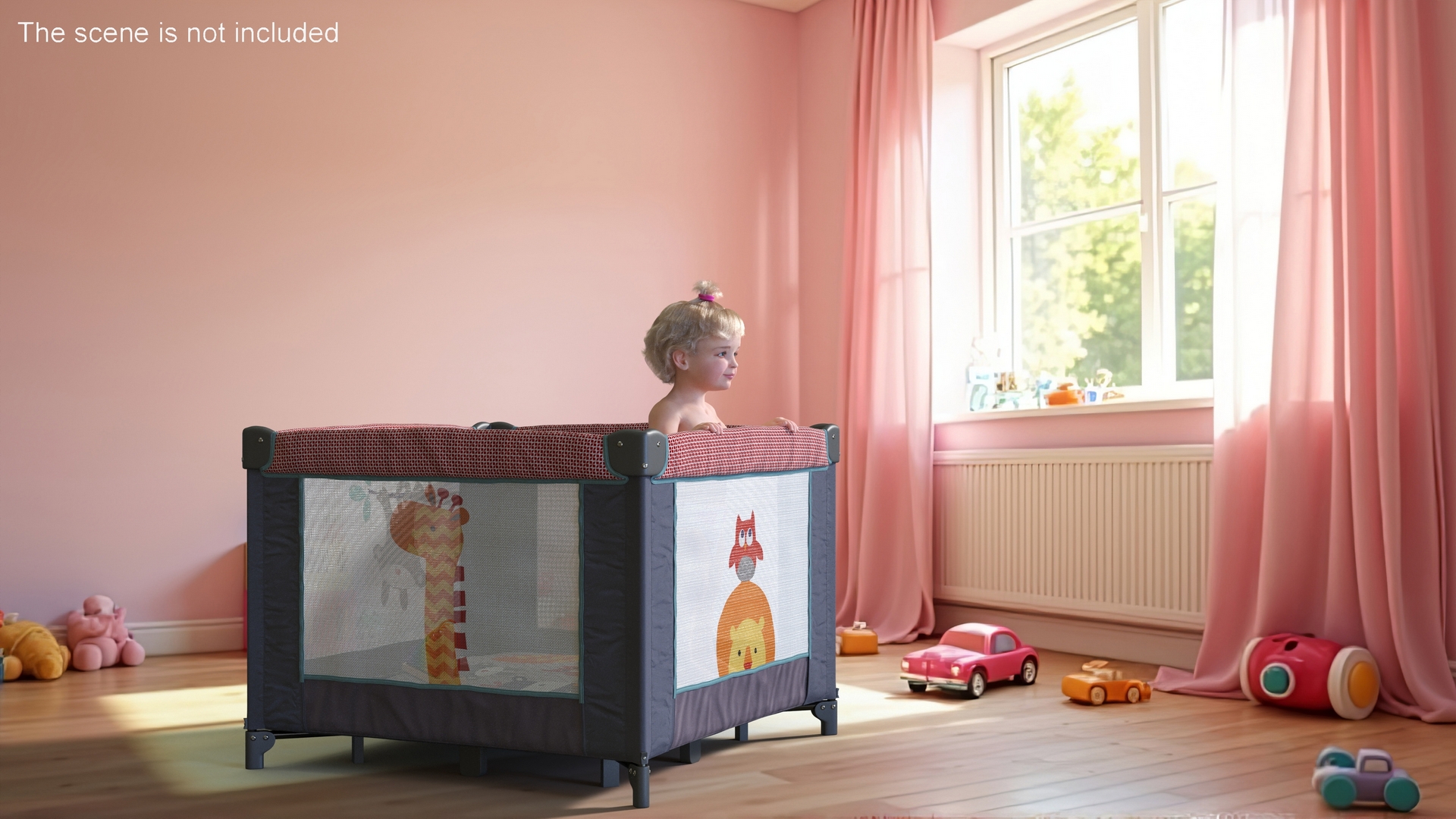 Baby Girl in Textile Playpen Fur Rigged 3D model
