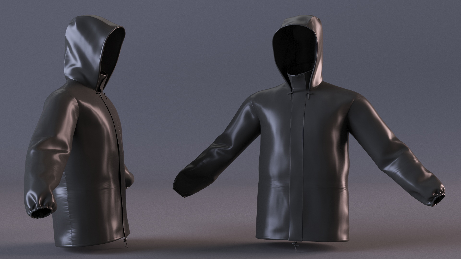 Unisex Black Rain Jacket 3D model