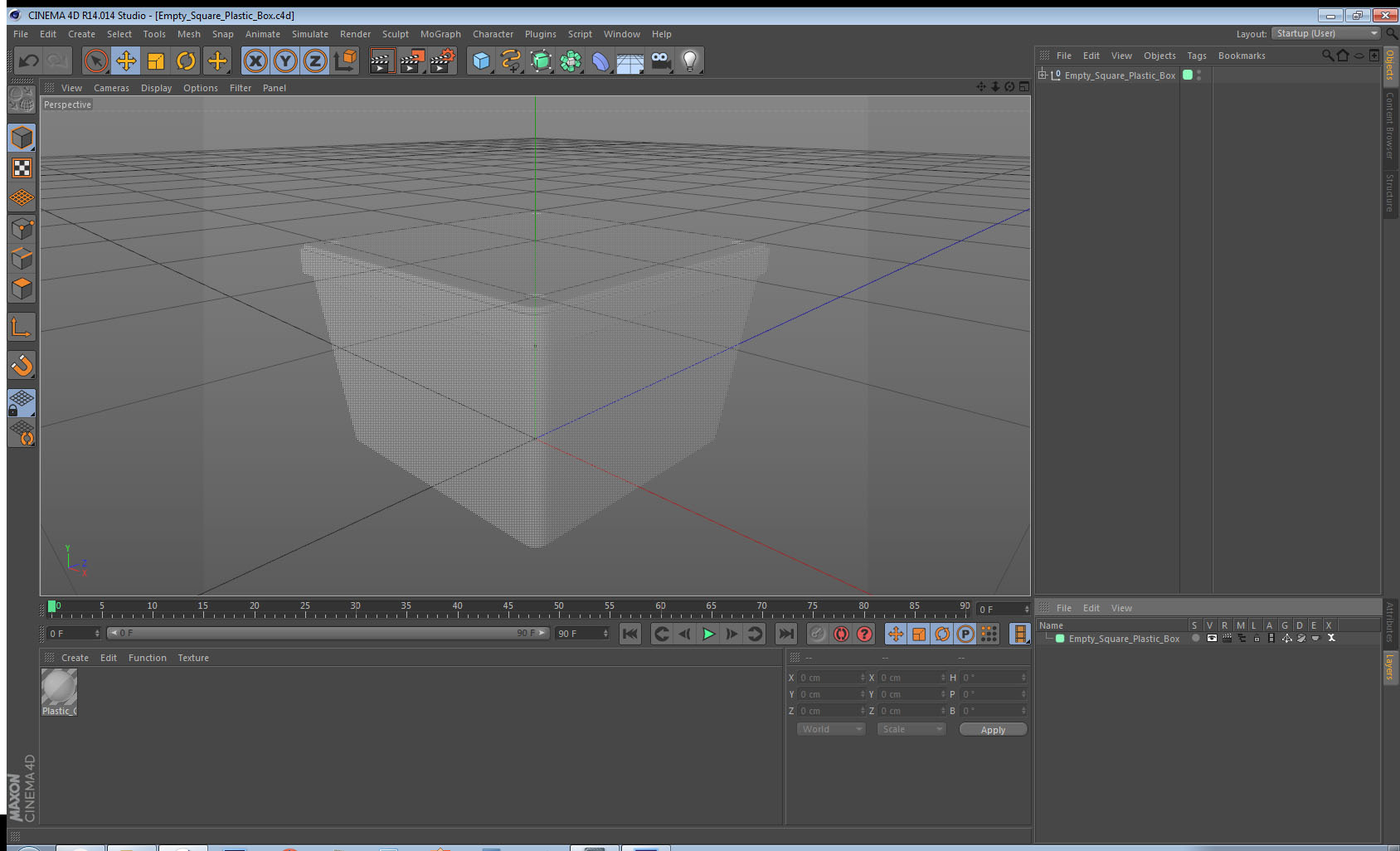Empty Square Plastic Box 3D model