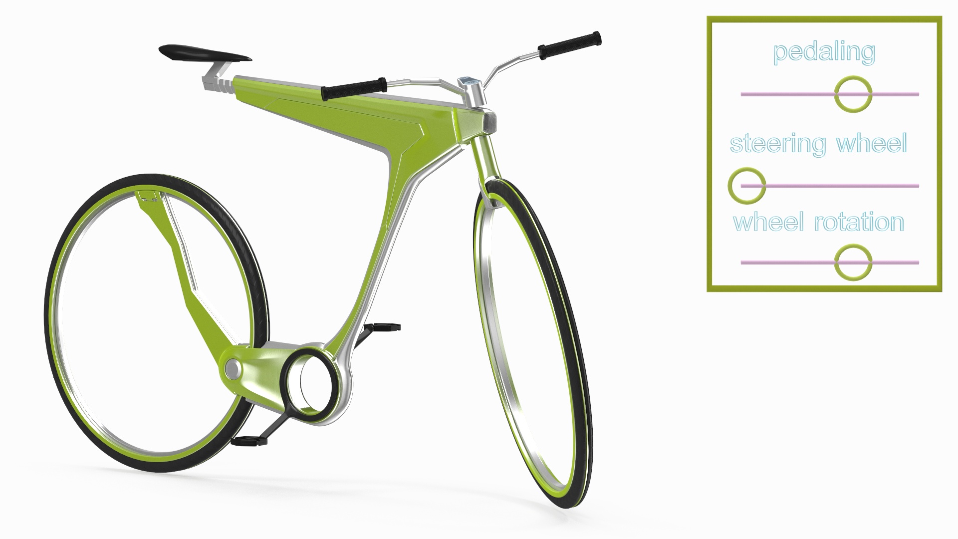 3D Futuristic Electric Bike Green Rigged for Maya