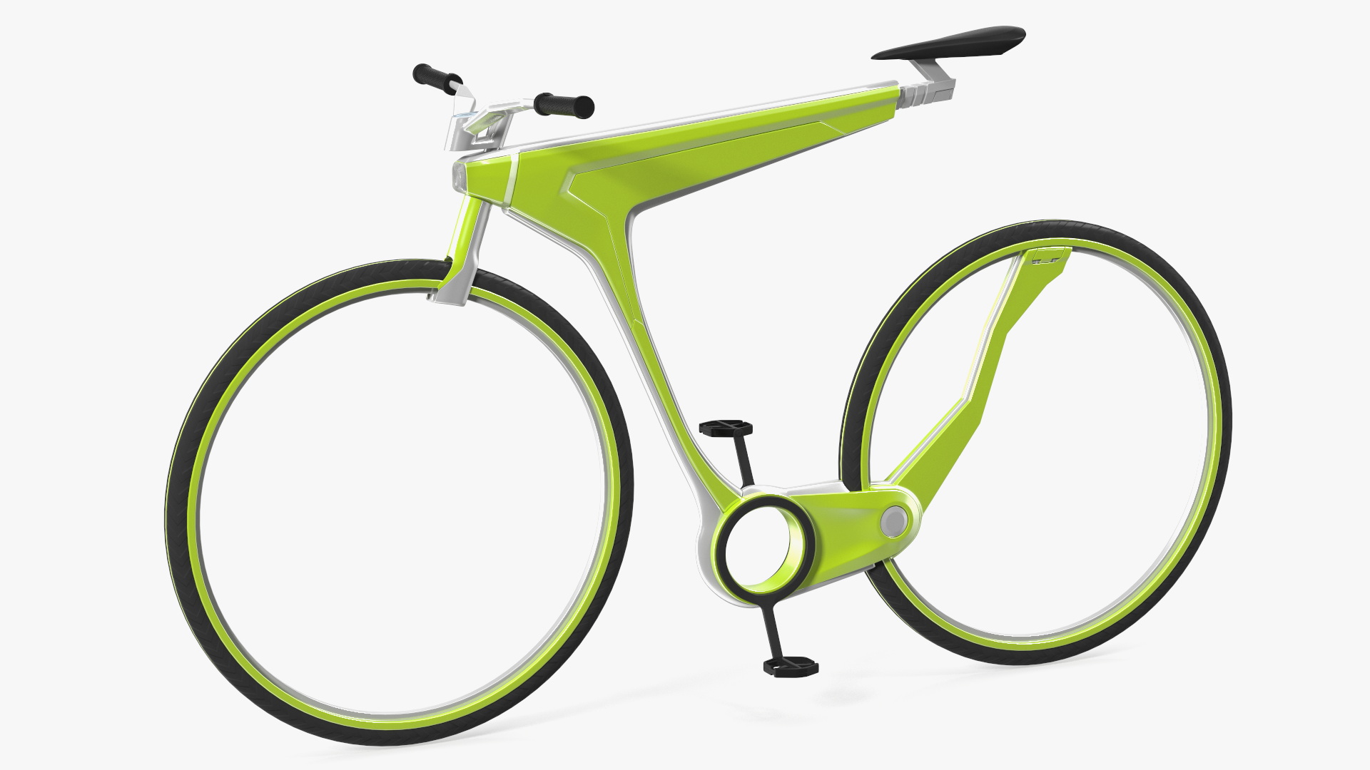 3D Futuristic Electric Bike Green Rigged for Maya