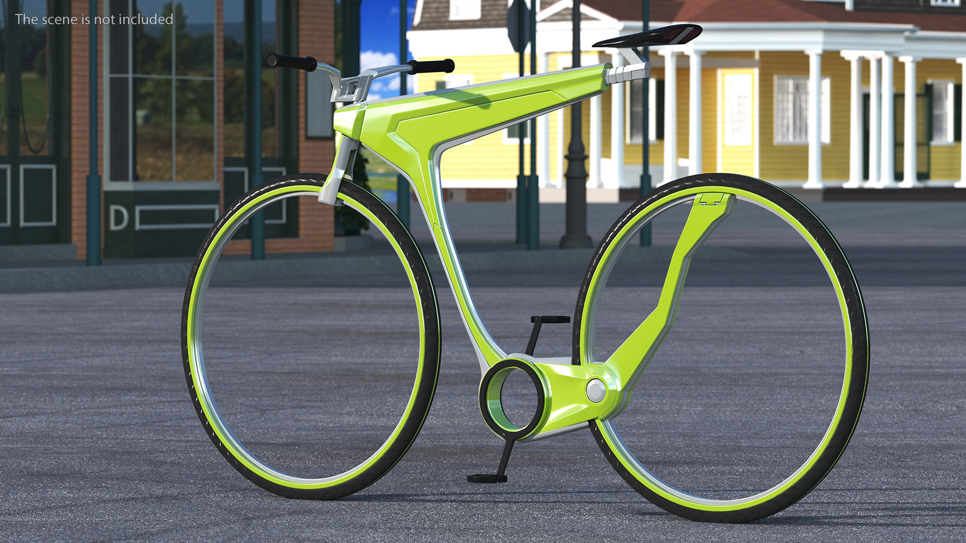 3D Futuristic Electric Bike Green Rigged for Maya