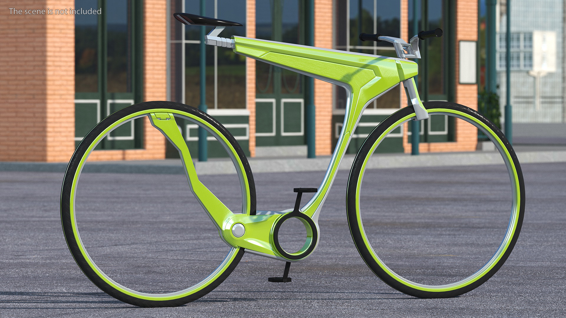 3D Futuristic Electric Bike Green Rigged for Maya
