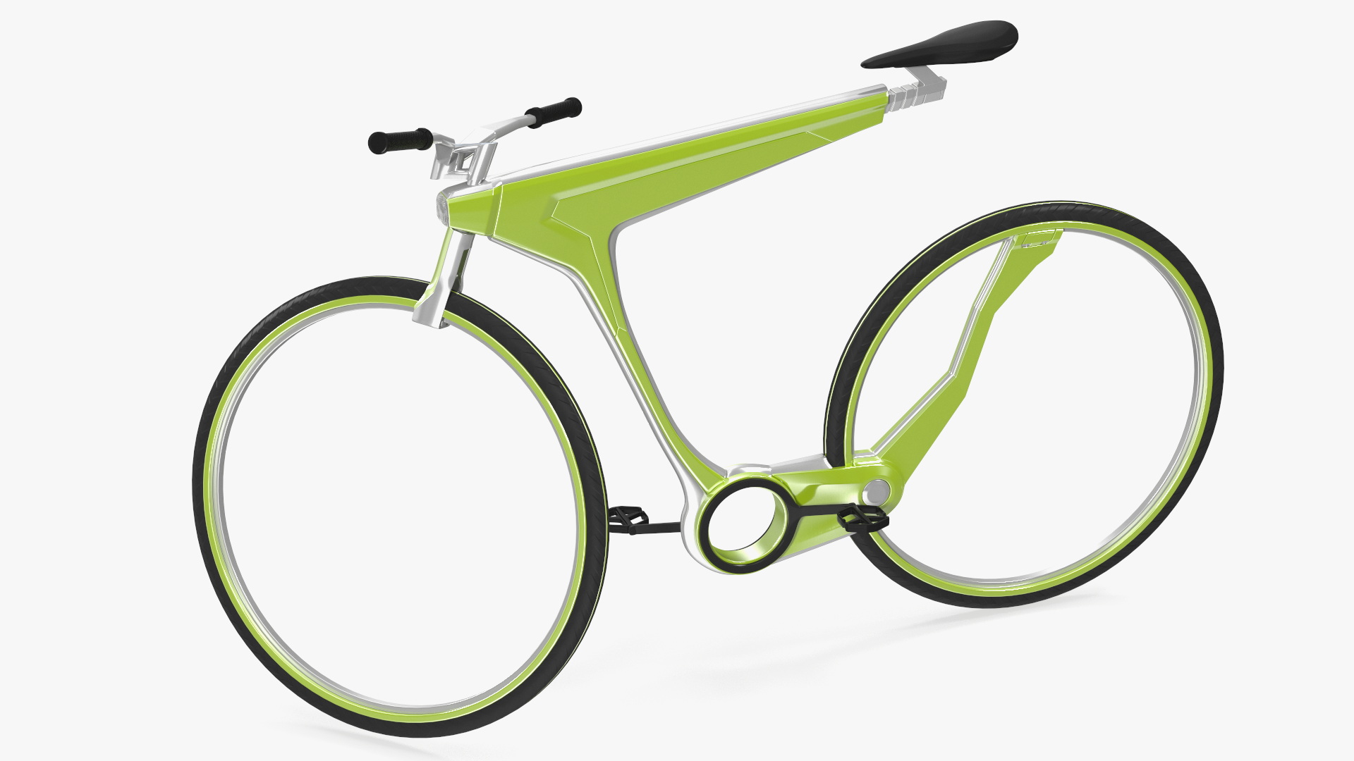 3D Futuristic Electric Bike Green Rigged for Maya