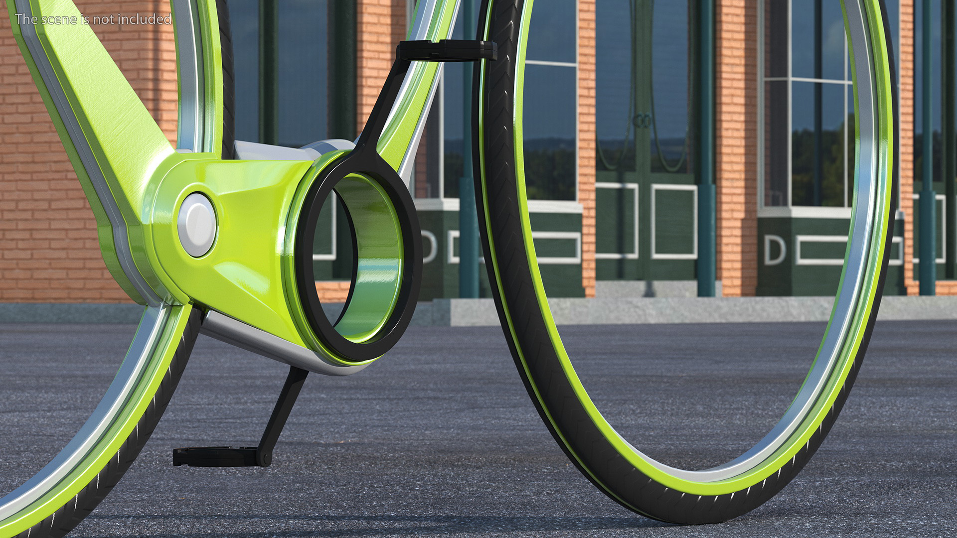 3D Futuristic Electric Bike Green Rigged for Maya
