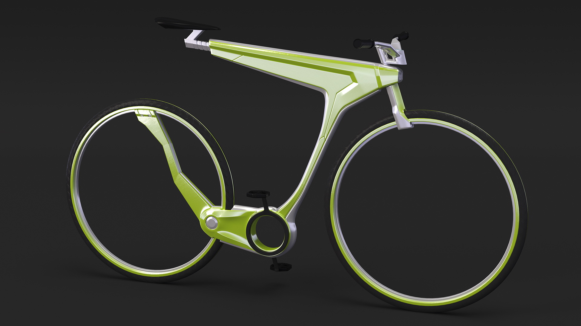 3D Futuristic Electric Bike Green Rigged for Maya