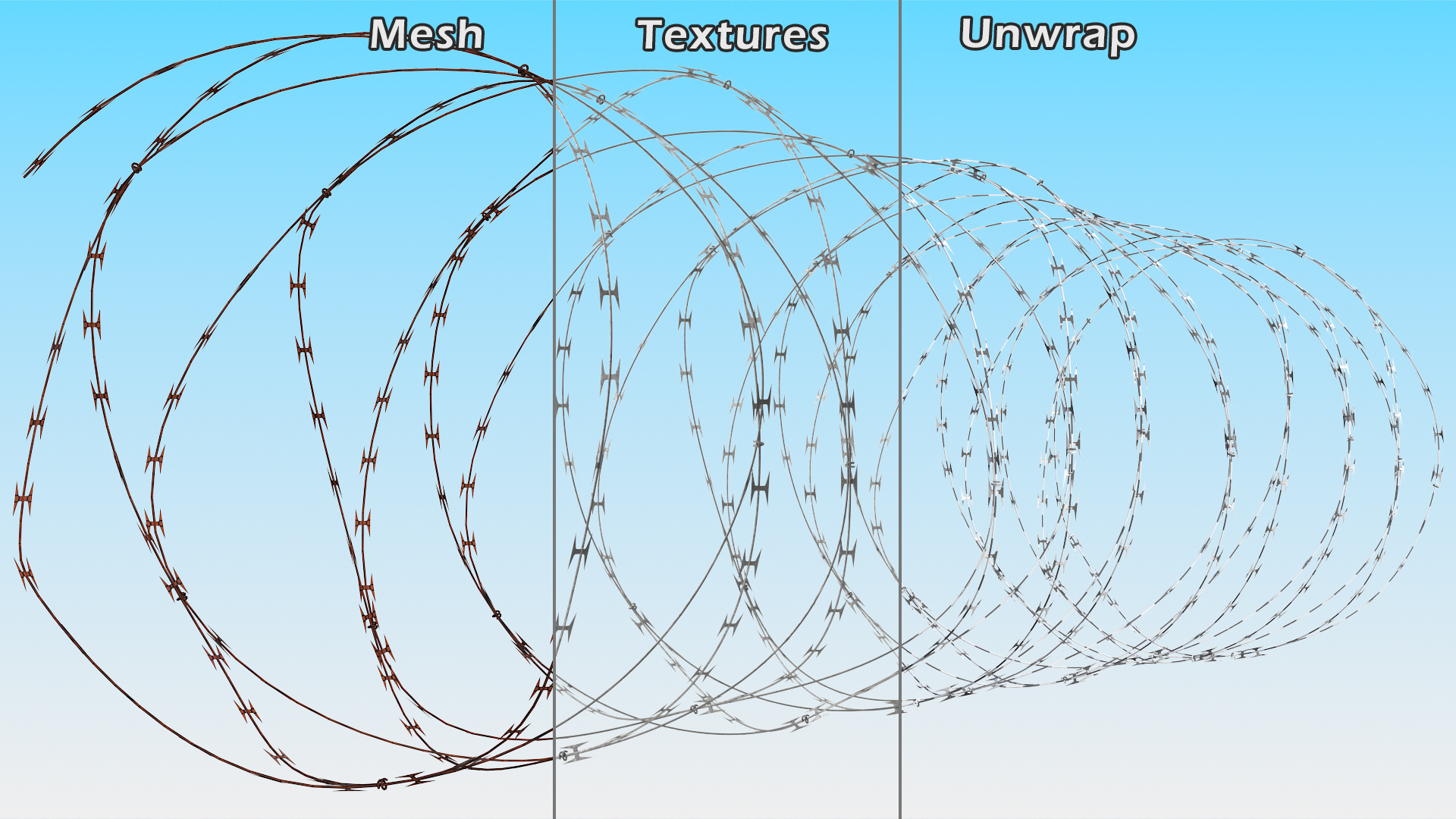 3D model Concertina Razor Wire Coil Obstacle
