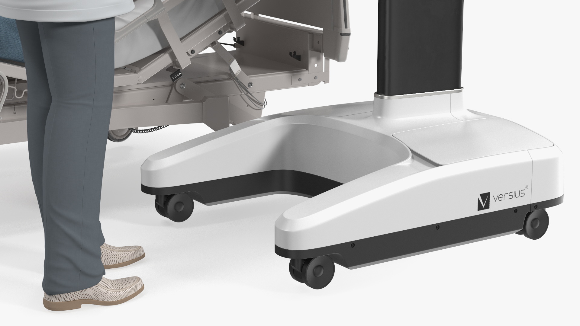 3D model Versius CMR Surgical with Patient on Hospital Bed and Doctor