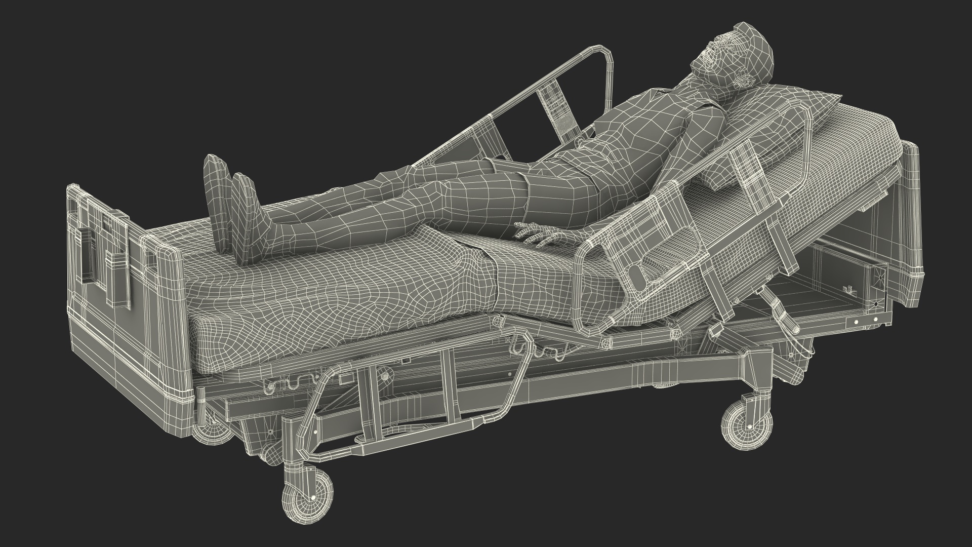 3D model Versius CMR Surgical with Patient on Hospital Bed and Doctor