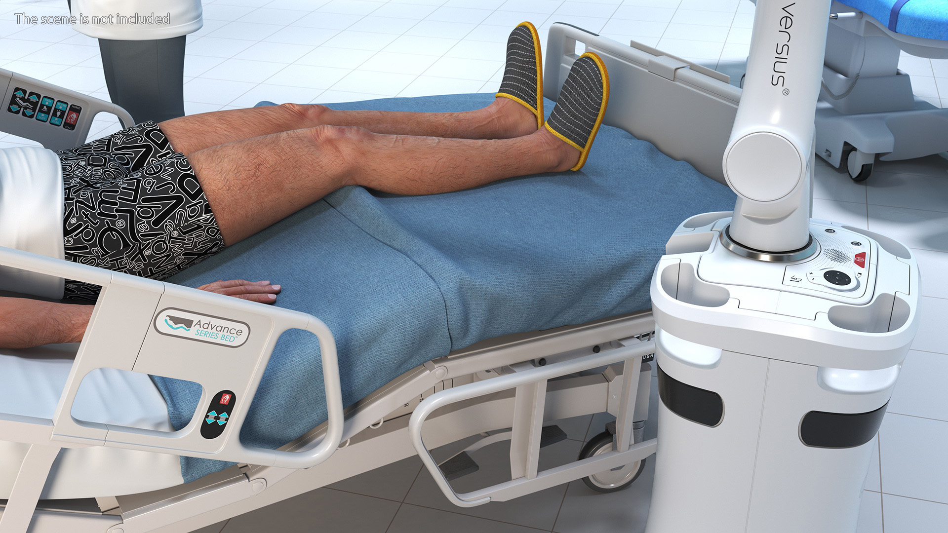 3D model Versius CMR Surgical with Patient on Hospital Bed and Doctor