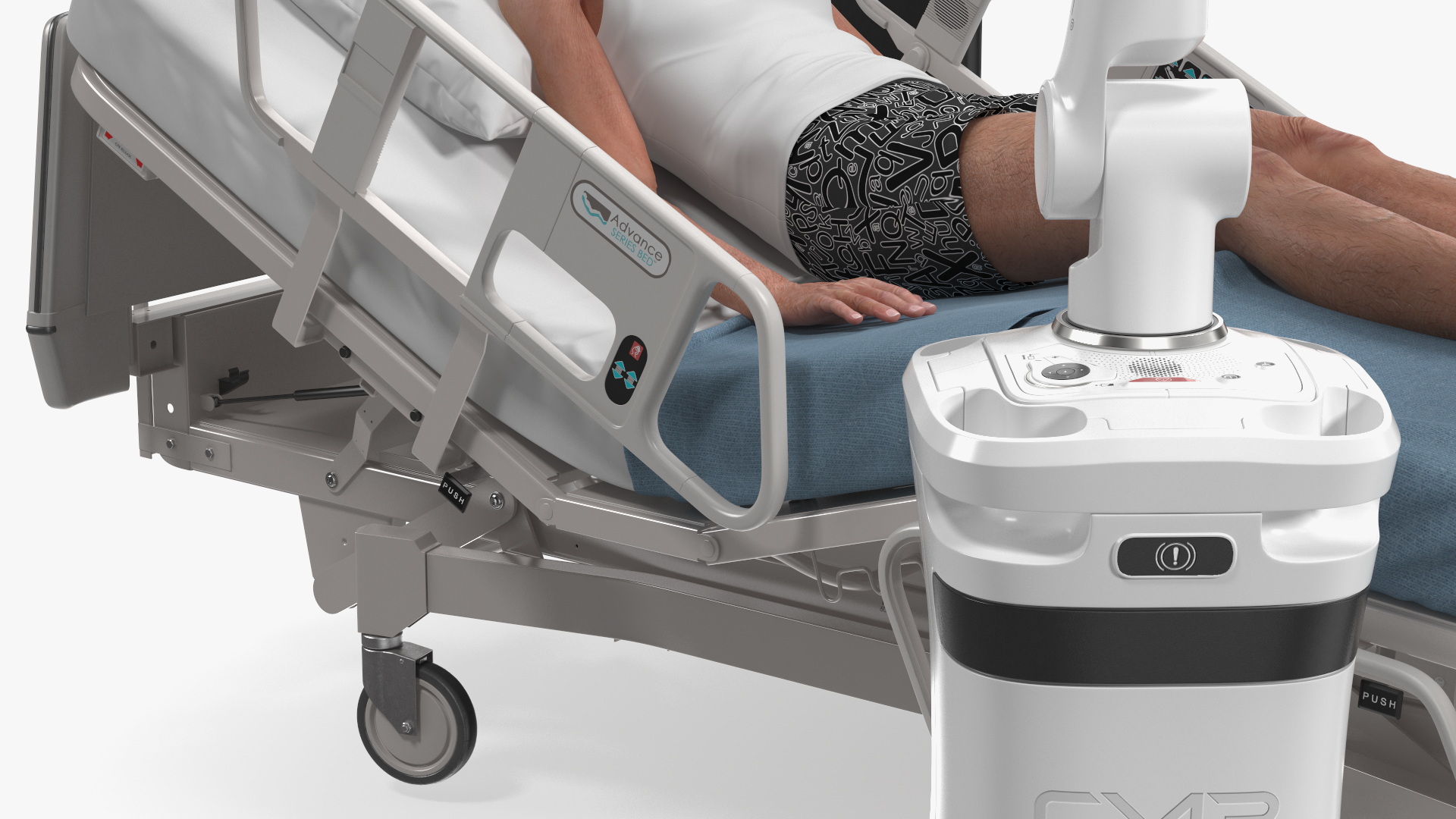 3D model Versius CMR Surgical with Patient on Hospital Bed and Doctor