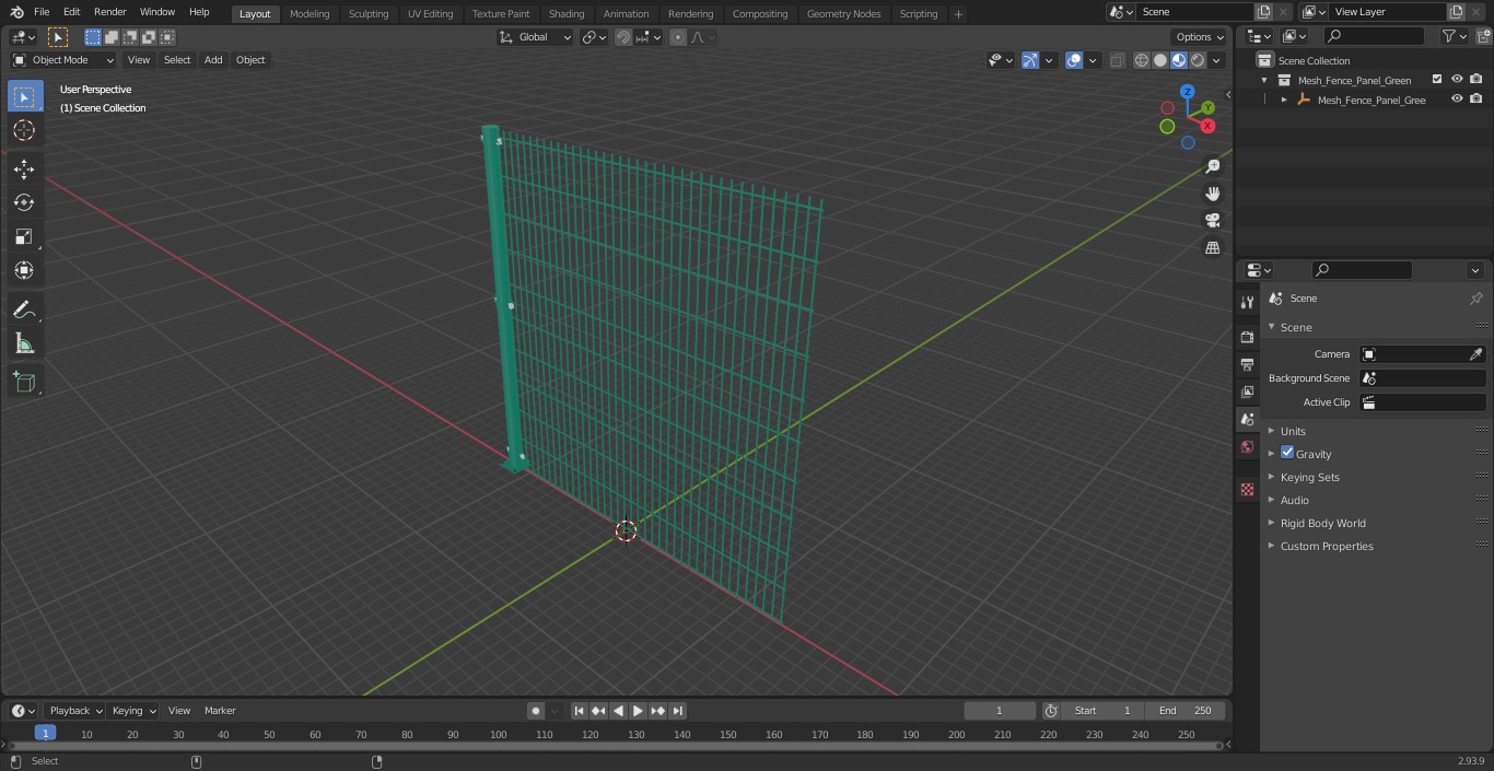 Mesh Fence Panel Green 3D