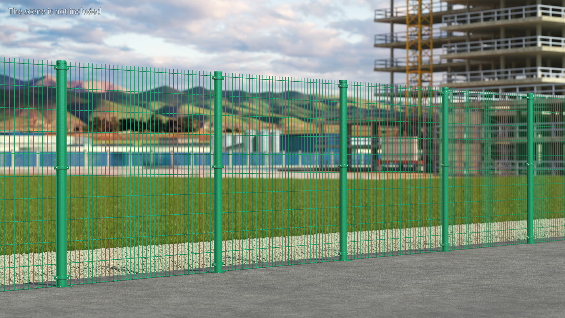 Mesh Fence Panel Green 3D