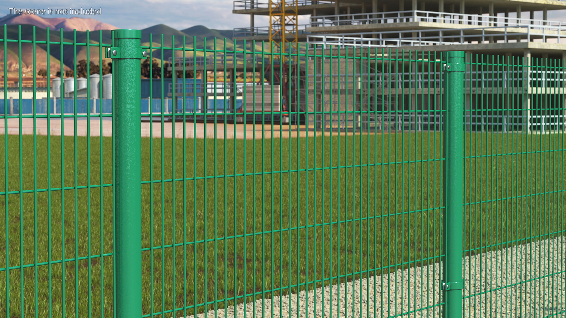 Mesh Fence Panel Green 3D