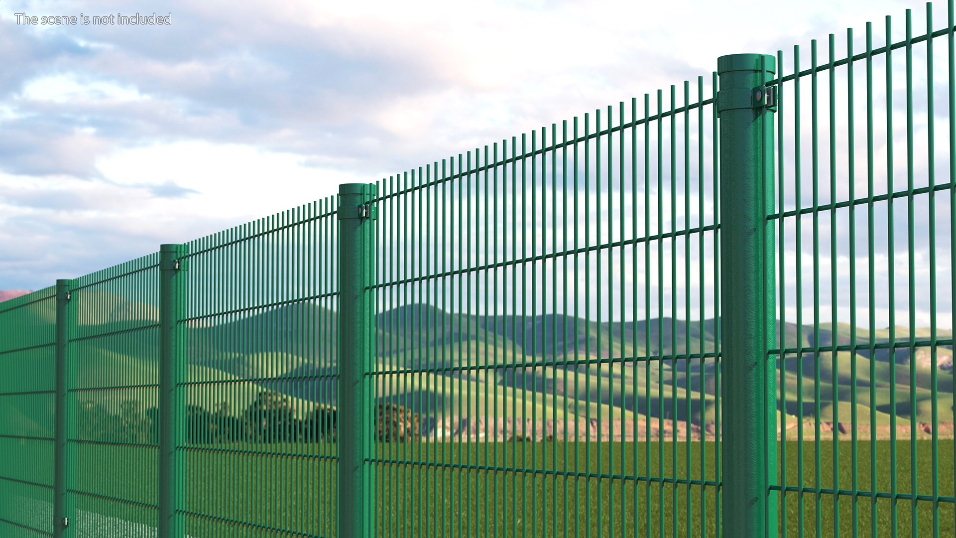 Mesh Fence Panel Green 3D