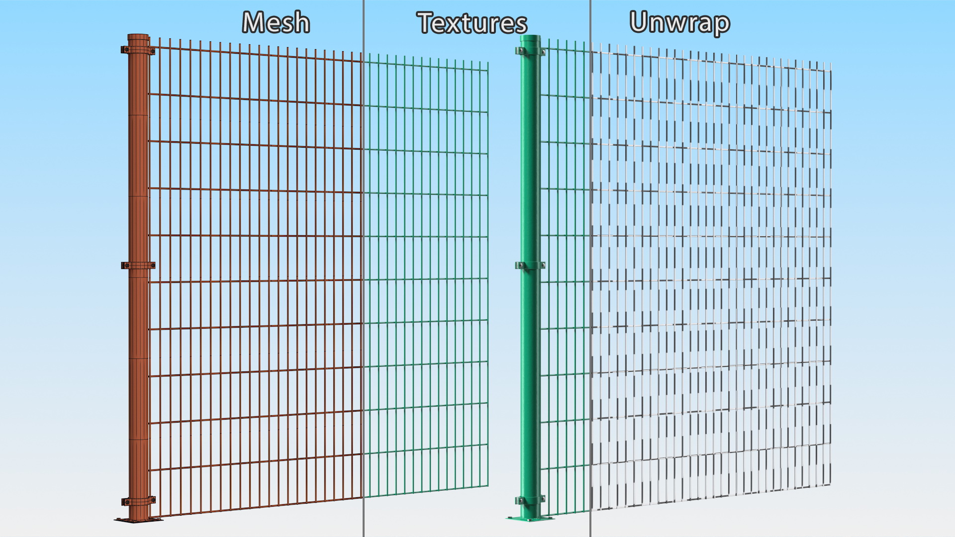 Mesh Fence Panel Green 3D